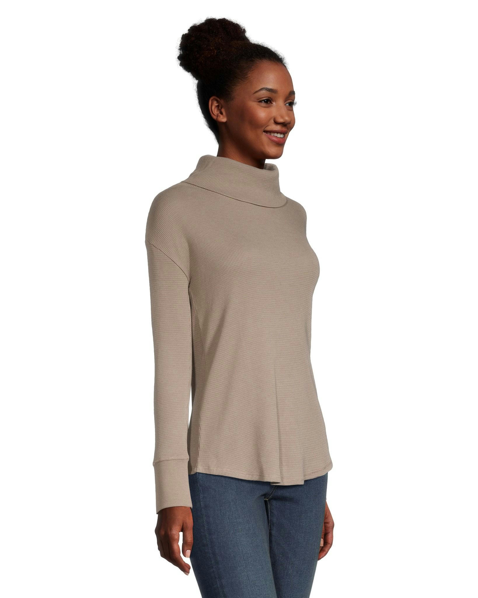 Denver Hayes Women's High Neck Long Sleeve Waffle Shirt