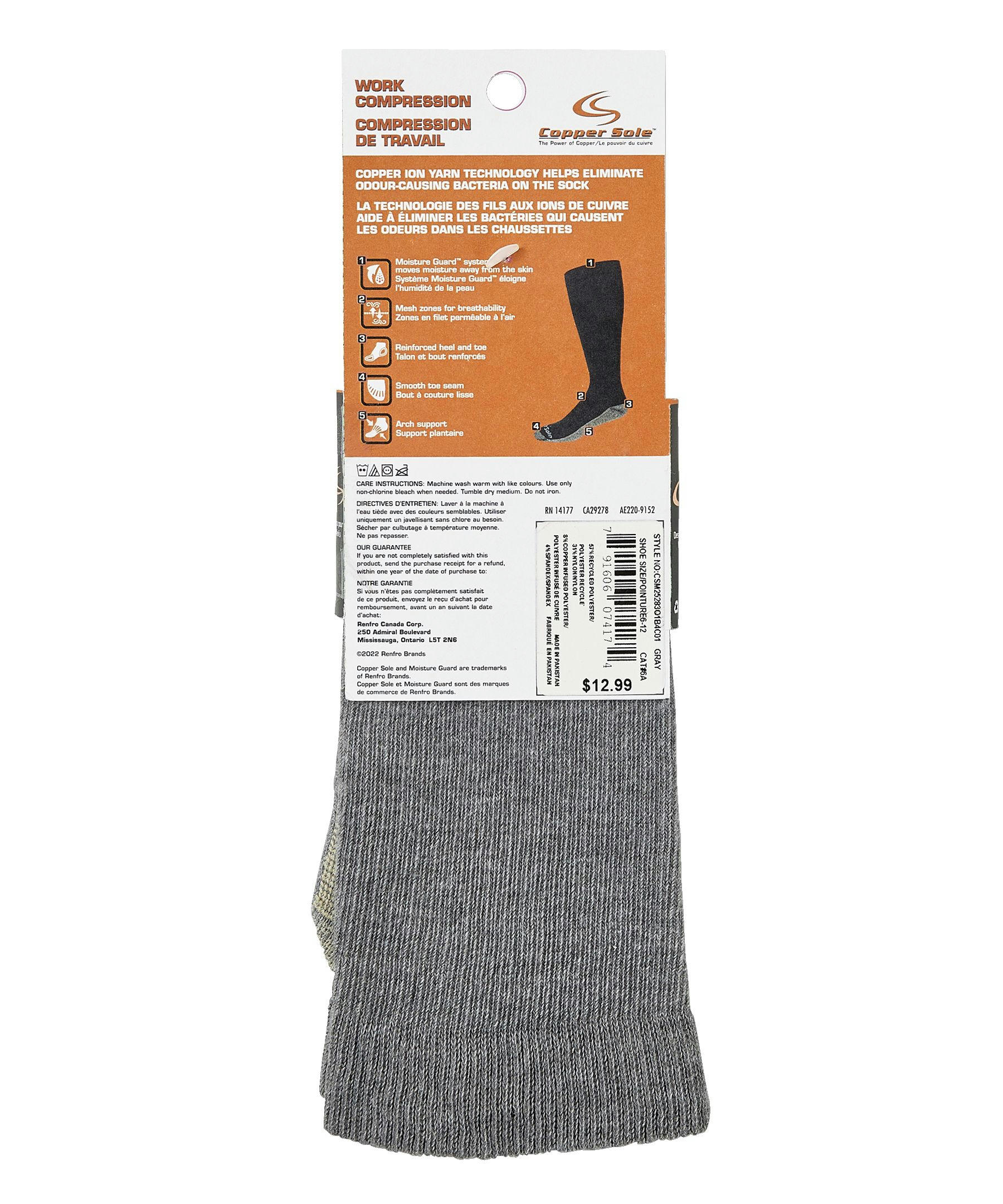 Copper Sole Men's Over The Calf Compression Socks