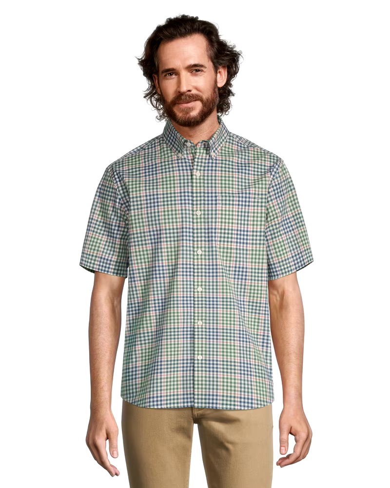 Denver Hayes Men's Classic Fit Short Sleeve Plaid Casual Sport Shirt