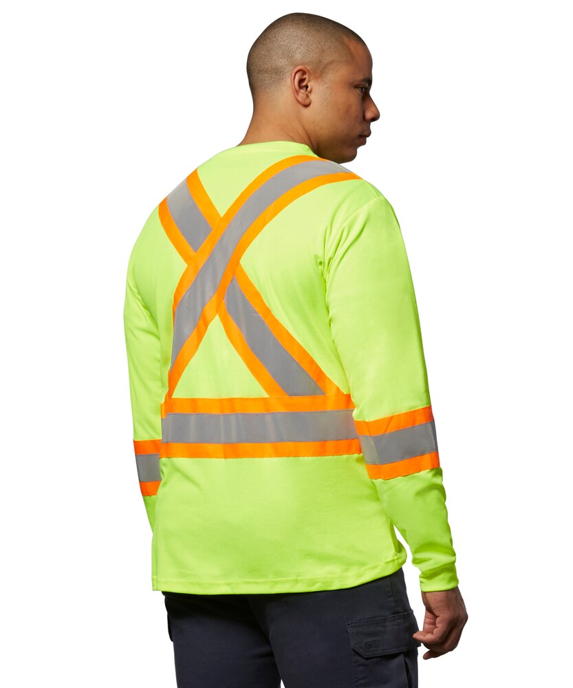 Dakota WorkPro Series Men's Class 2 Hi Vis Long Sleeve Lined Crewneck Work T Shirt