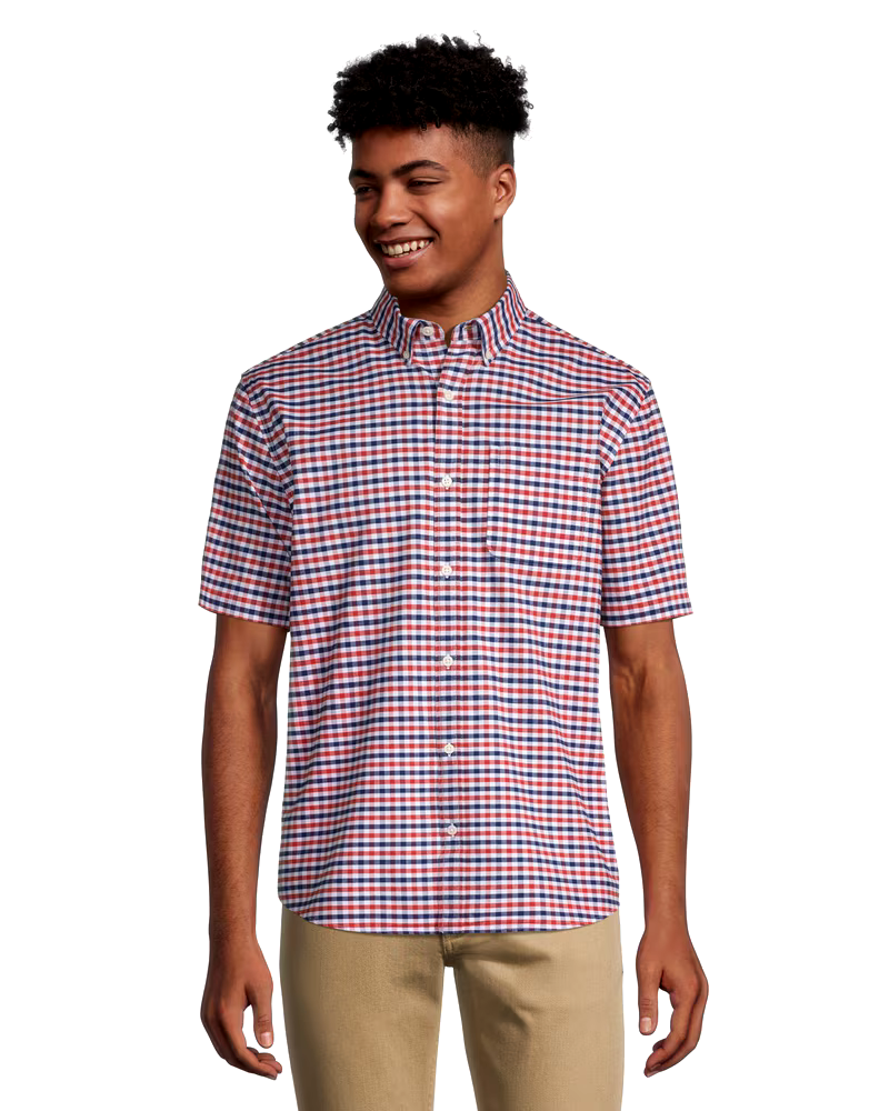 Denver Hayes Men's Classic Fit Short Sleeve Oxford Casual Shirt