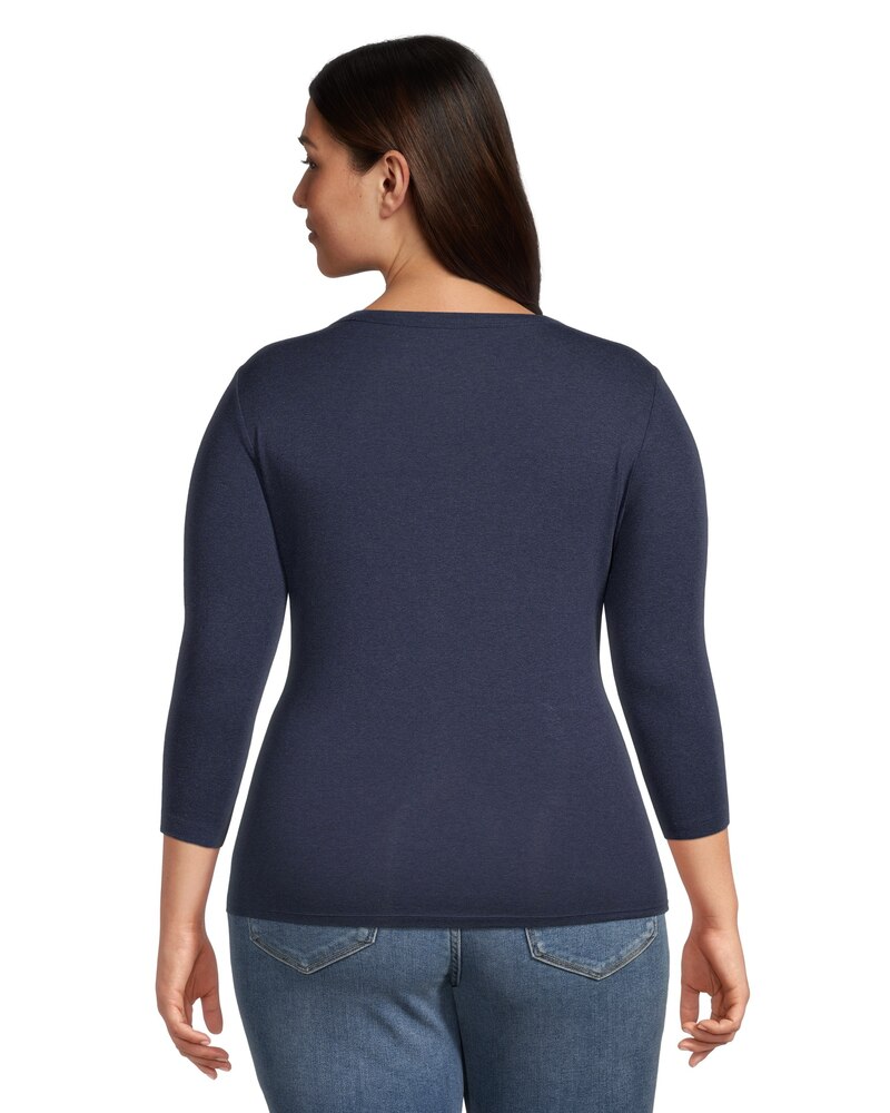Women's Three-Quarter Sleeve Fitted Henley T Shirt