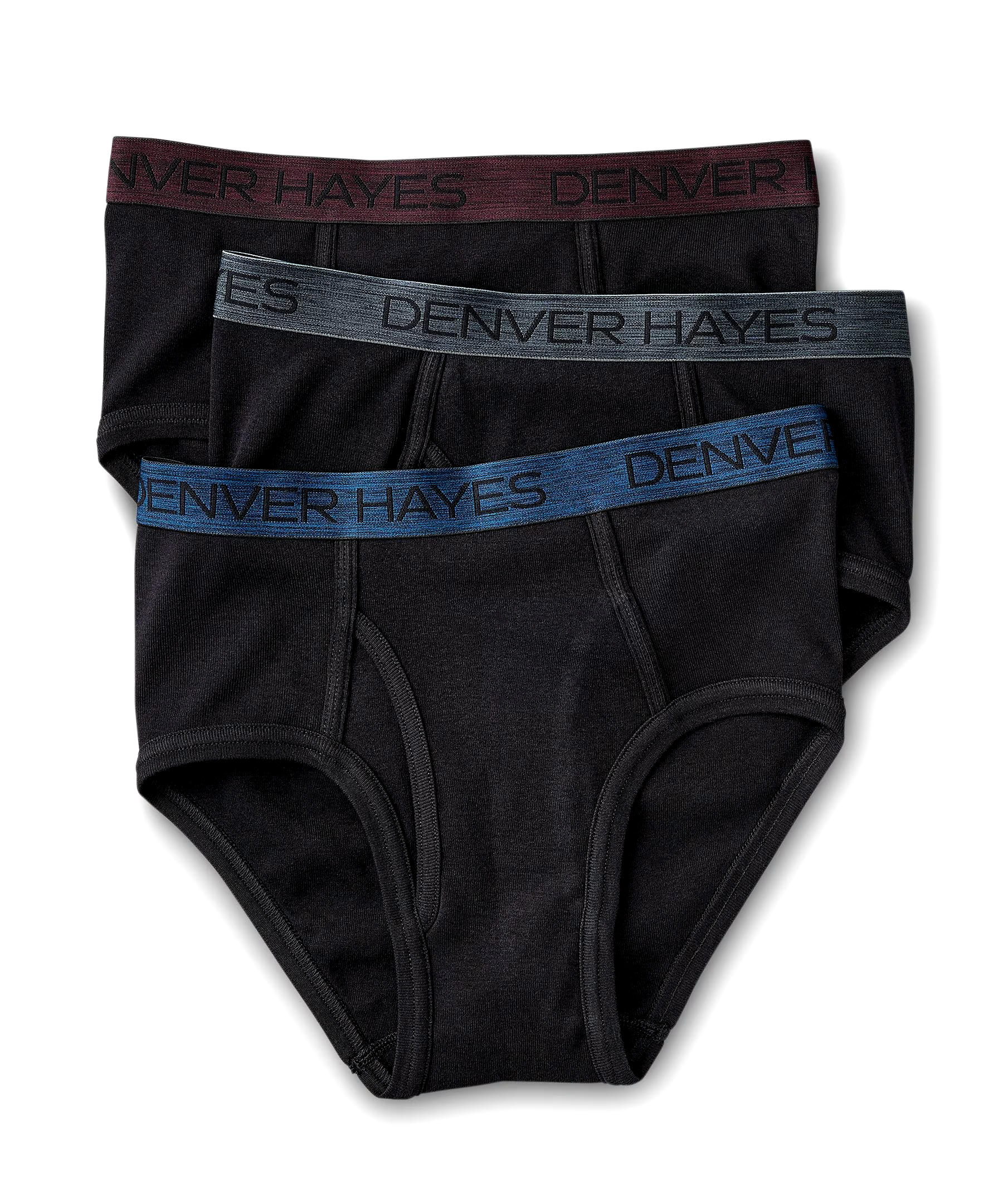 Denver Hayes Men's 3 Pack Cotton Basic Briefs - Black