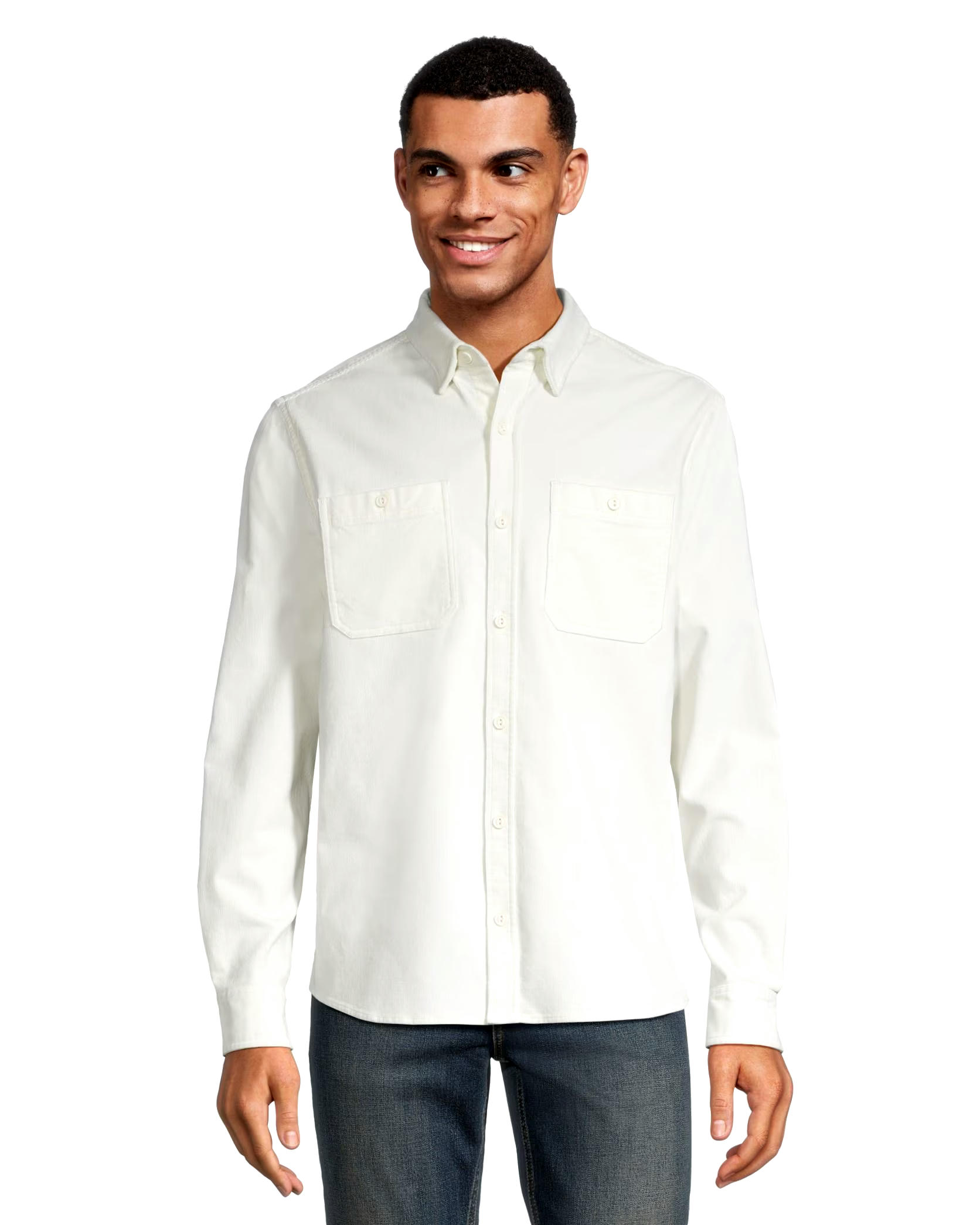 Denver Hayes Men's Stretch Corduroy Button Down Modern Fit Shirt