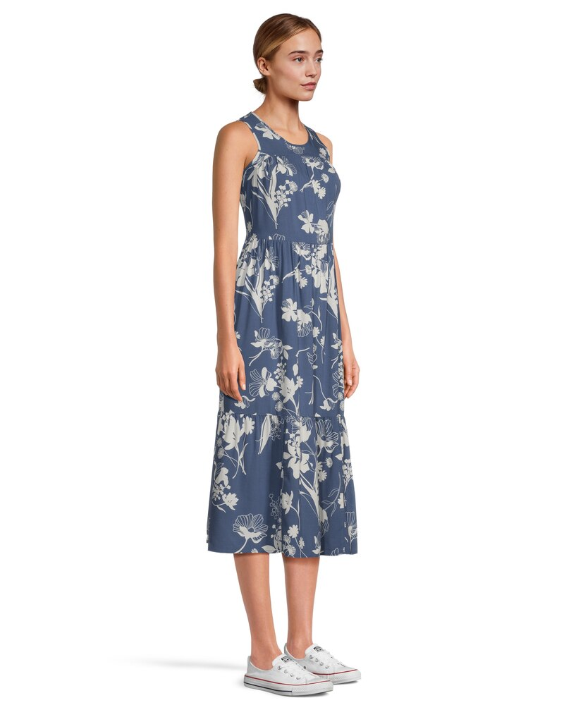 Women's Sleeveless Scoop Neck Tiered Midi Dress