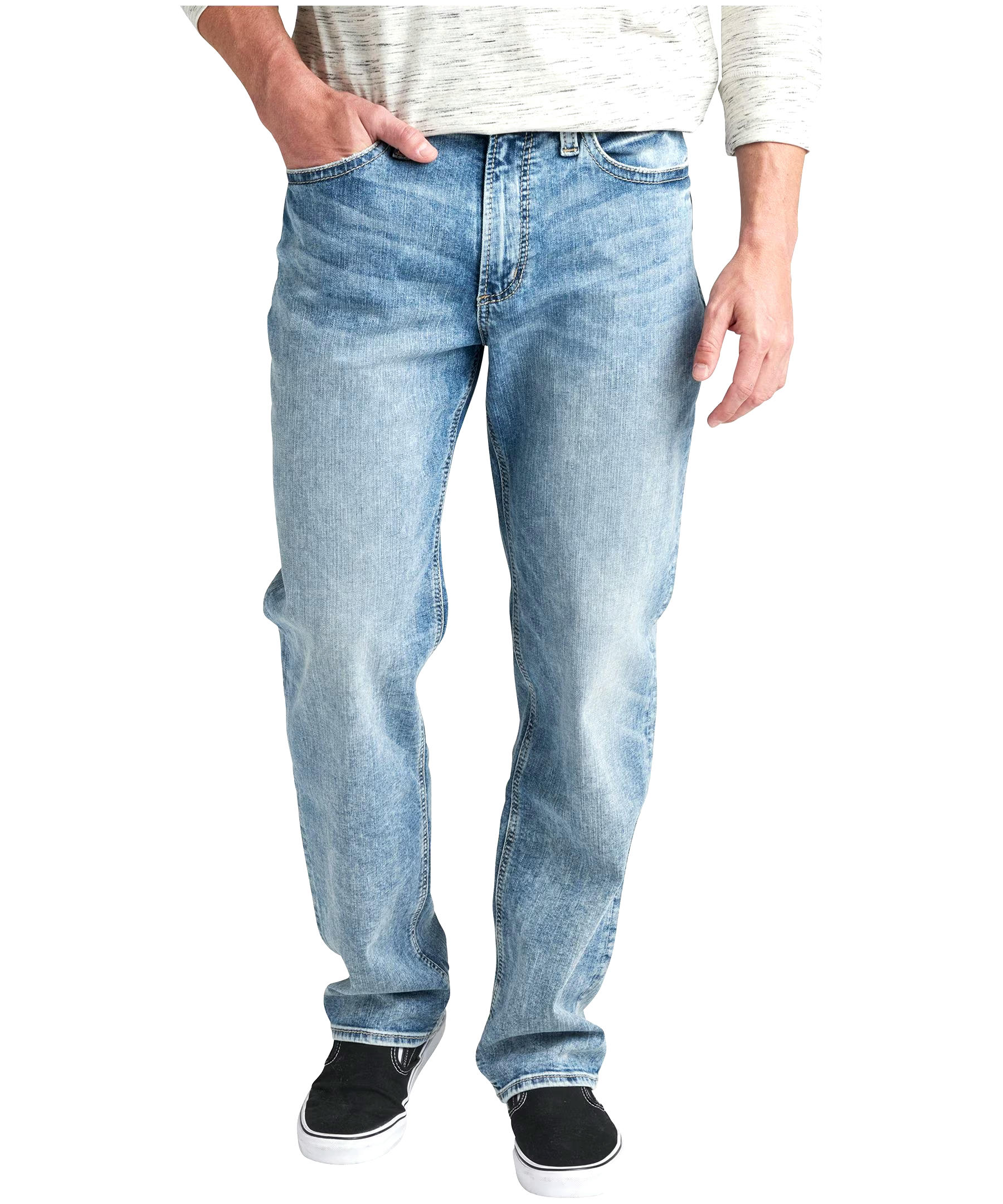 Silver Men's Hunter High Rise Loose Fit Tapered Leg Stretch Denim Jeans - Dark Wash