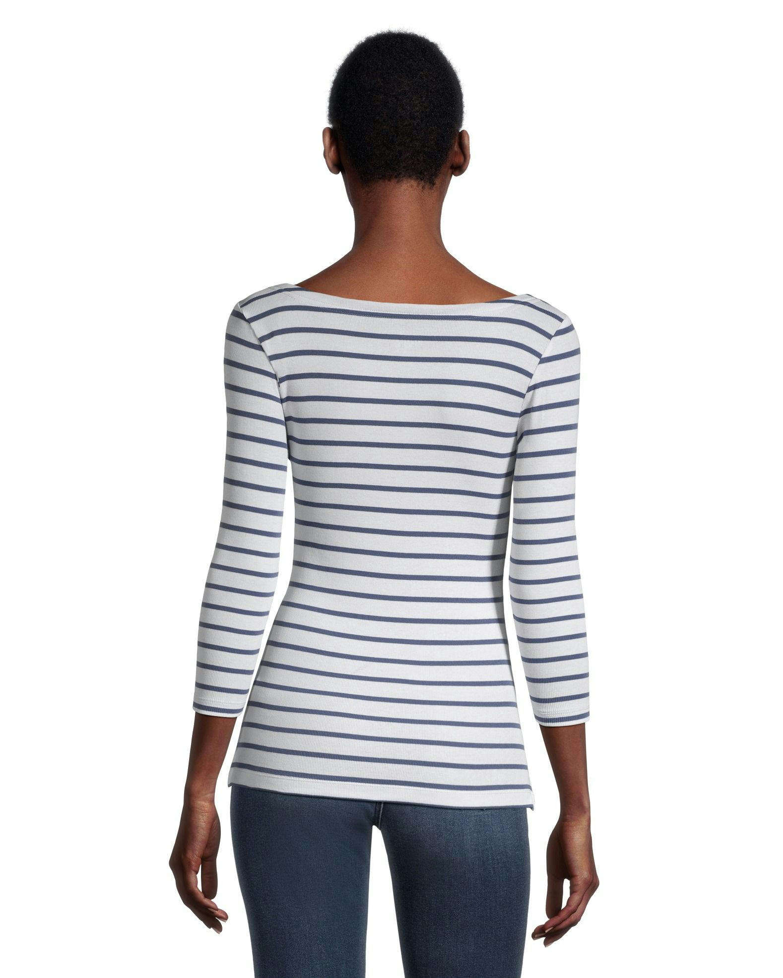 Denver Hayes Women's Fitted Three Quarter Sleeve Boatneck Shirt