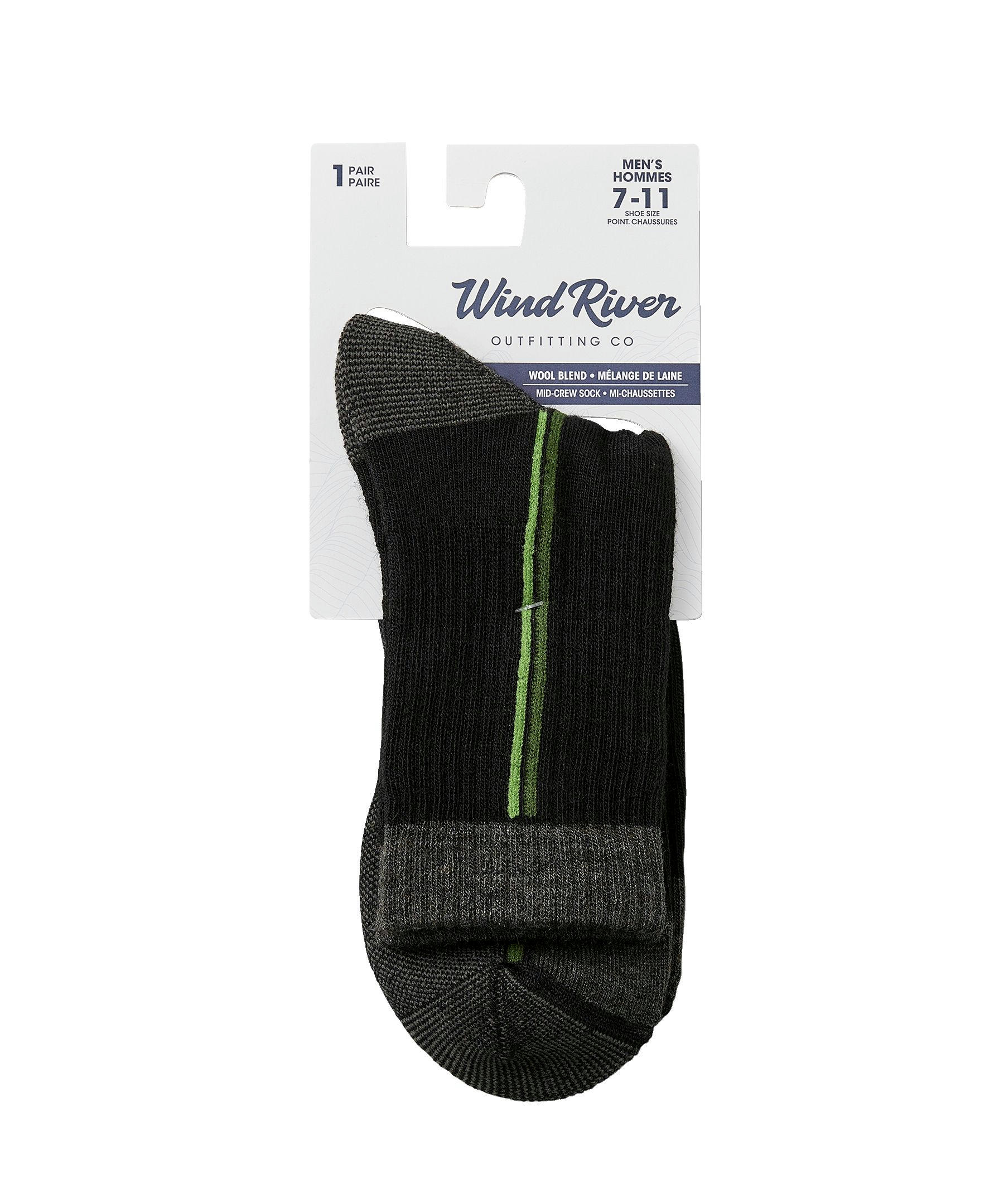 Windriver Men's Lightweight Wool Hiking Crew Medium Socks