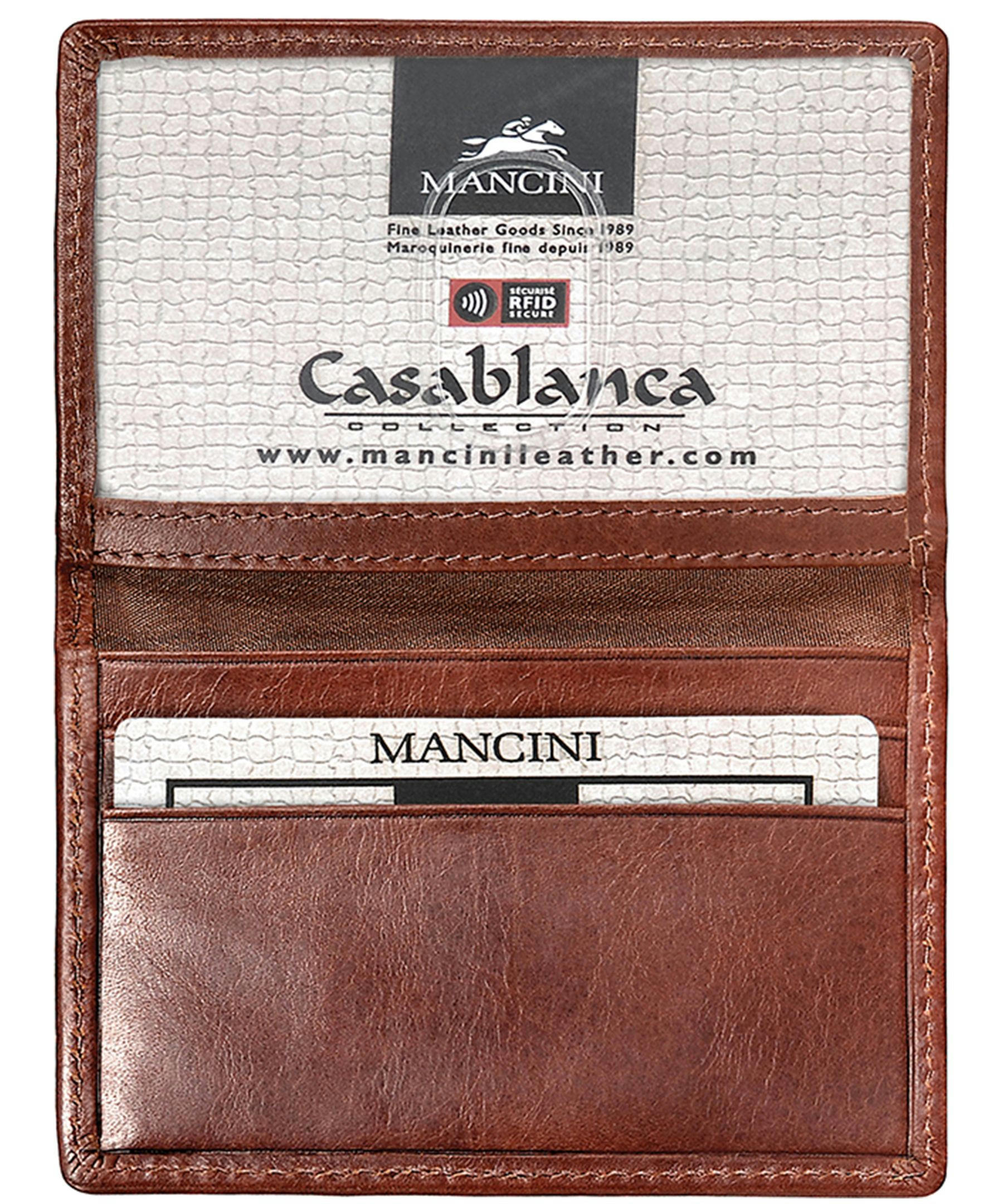 Mancini Leather Goods Men's Casablanca RFID Secure Billfold Wallet Brown