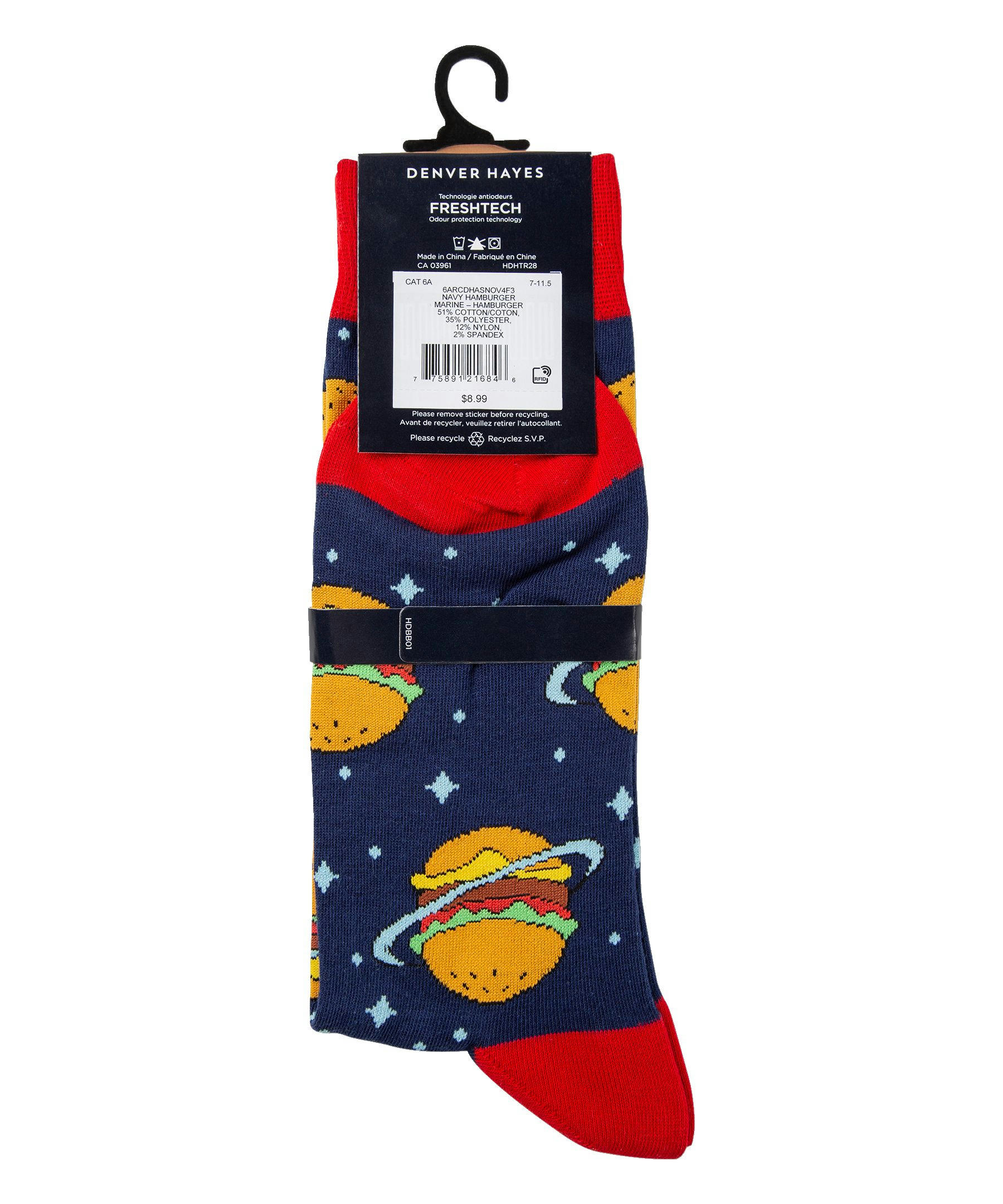 Denver Hayes Men's Novelty Food Pattern Crew Socks