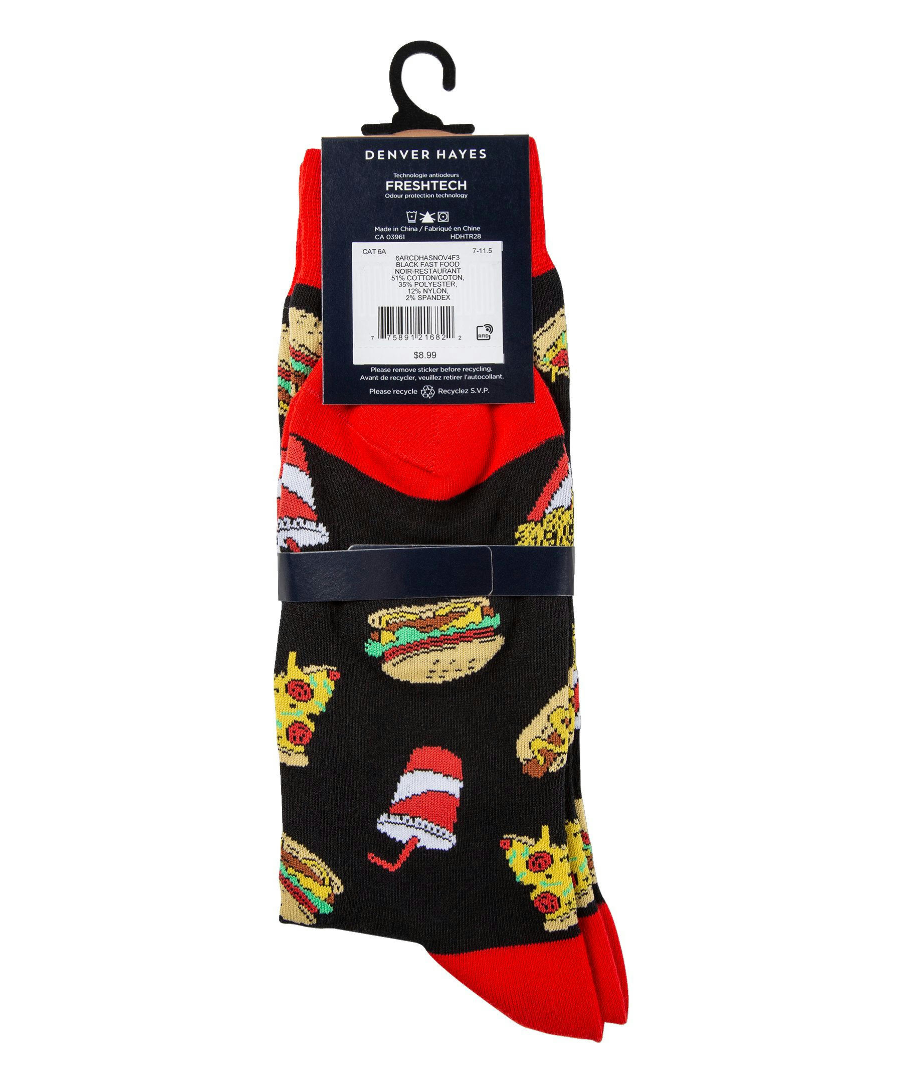 Denver Hayes Men's Novelty Food Pattern Crew Socks