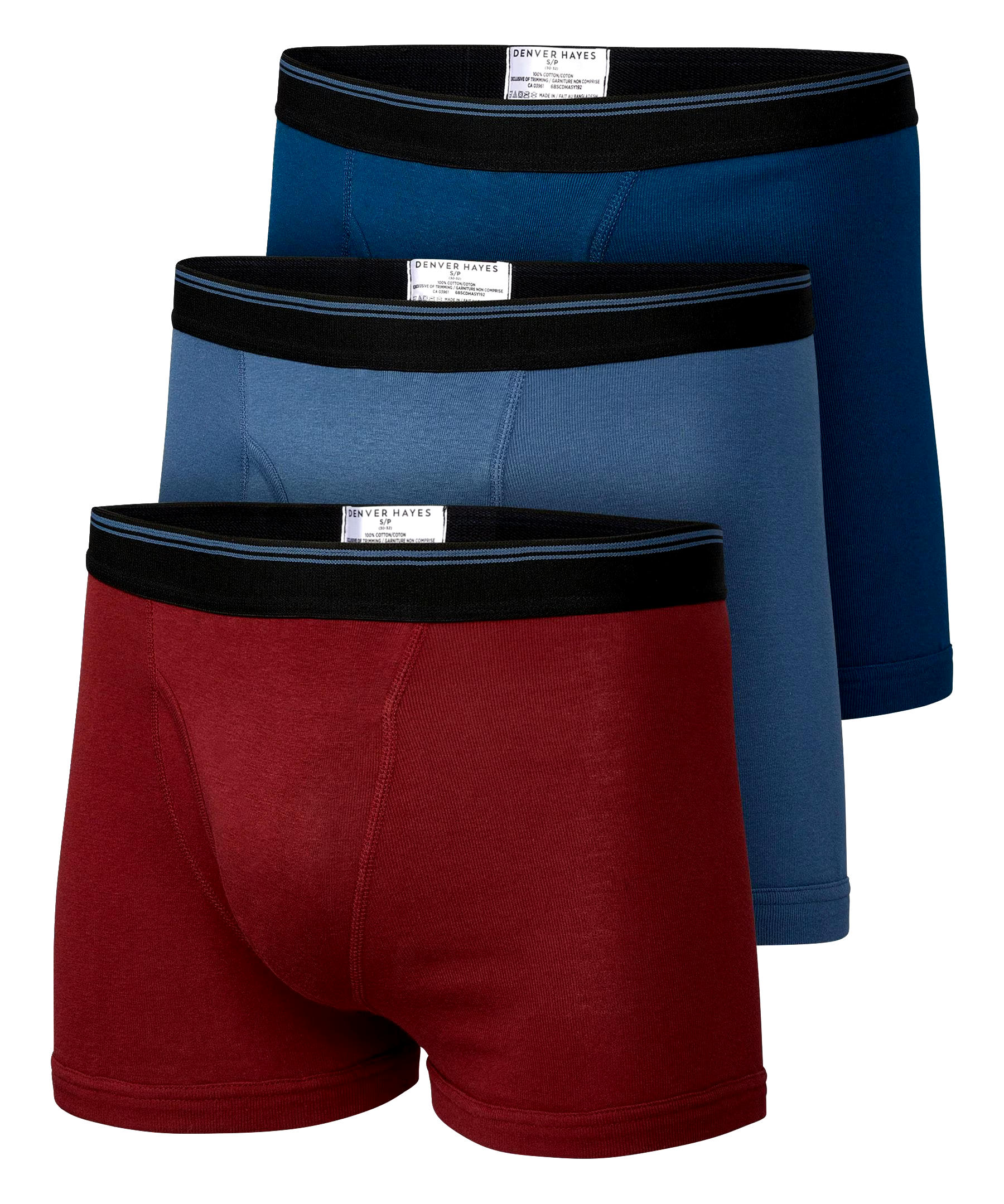 Denver Hayes Men's 3 Pack Solid Boxer Briefs