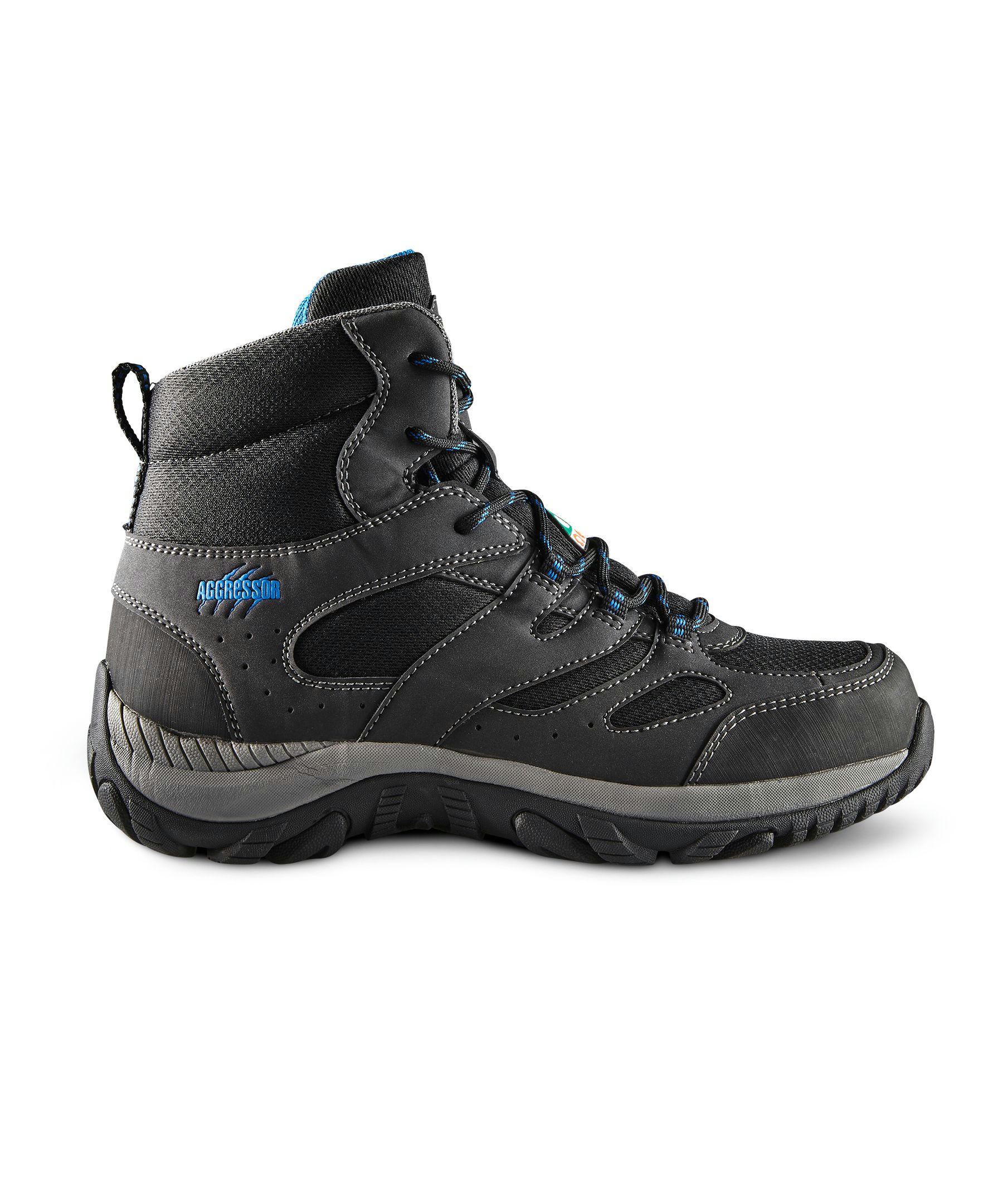 Aggressor Women's Steel Toe Steel Plate Mid Cut Safety Hiker Safety Shoes - Black