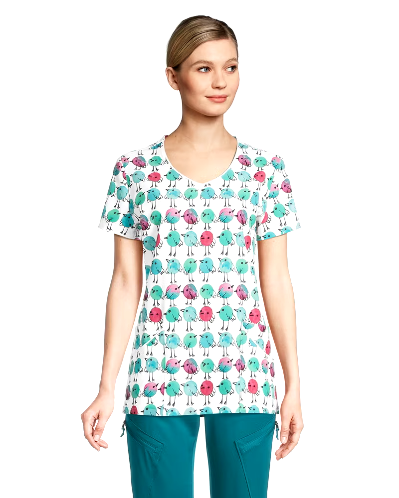 Scrubletics Women's V-Neck Print Scrub Top