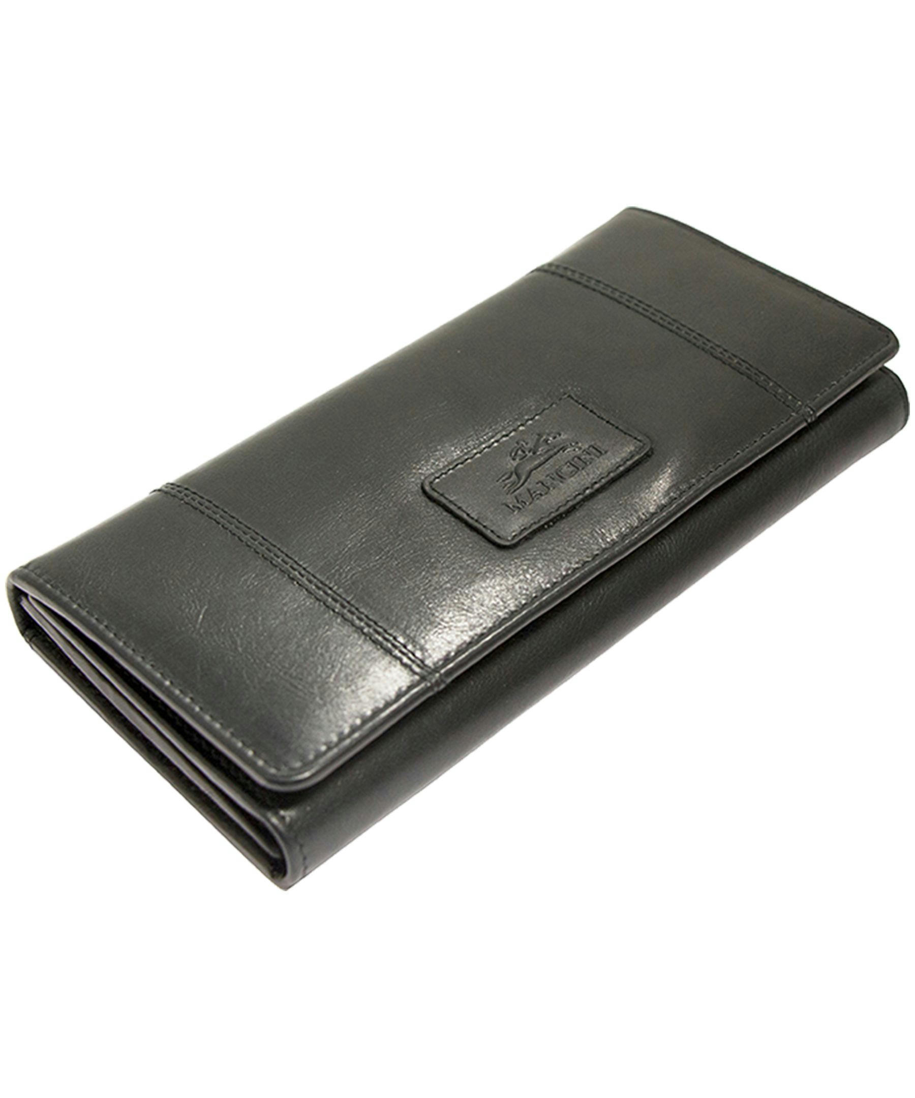 Mancini Leather Goods Women's Casablanca RFID Secure Trifold Wallet Black