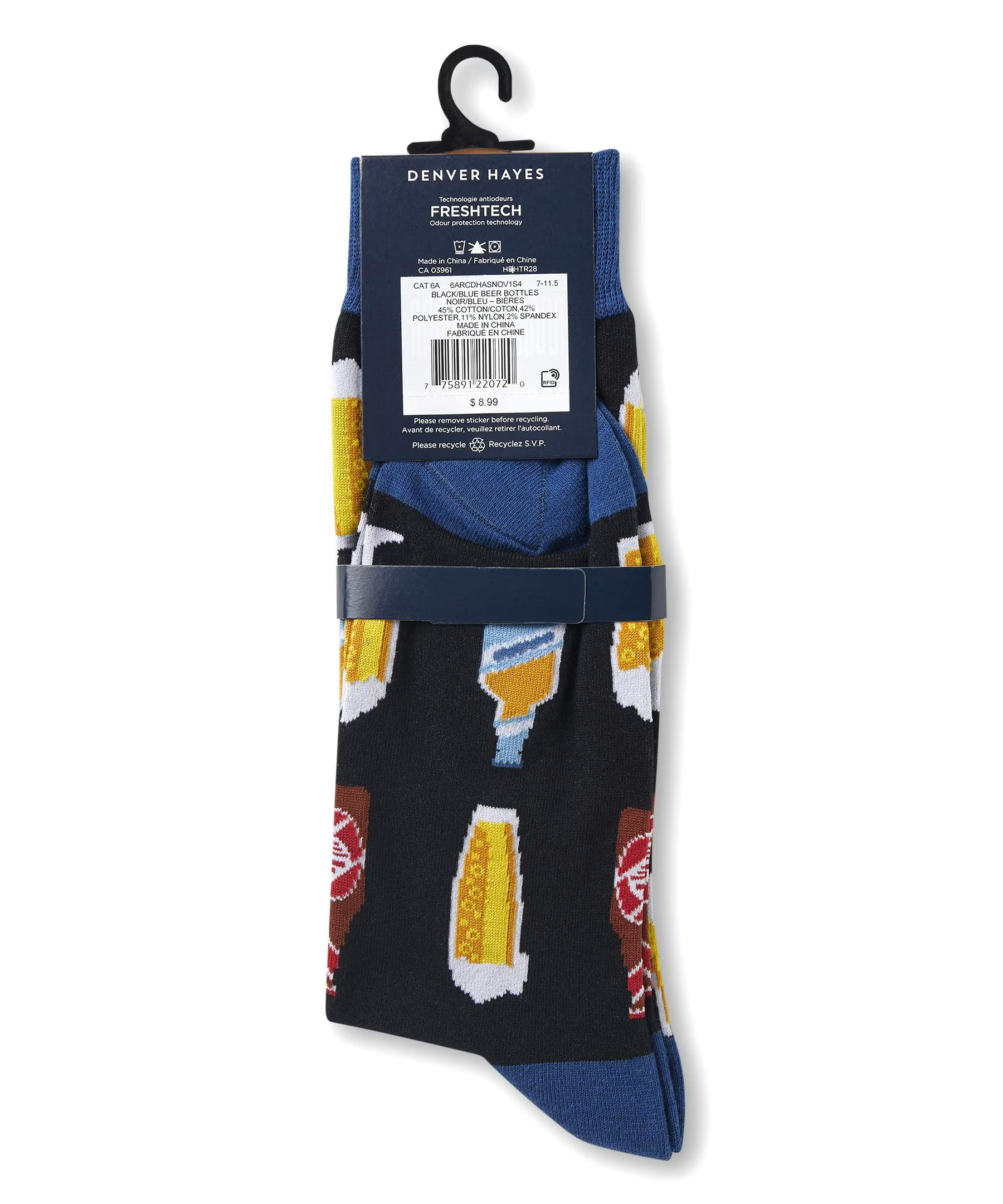 Denver Hayes Men's FRESHTECH® Beer Pattern Casual Crew Socks