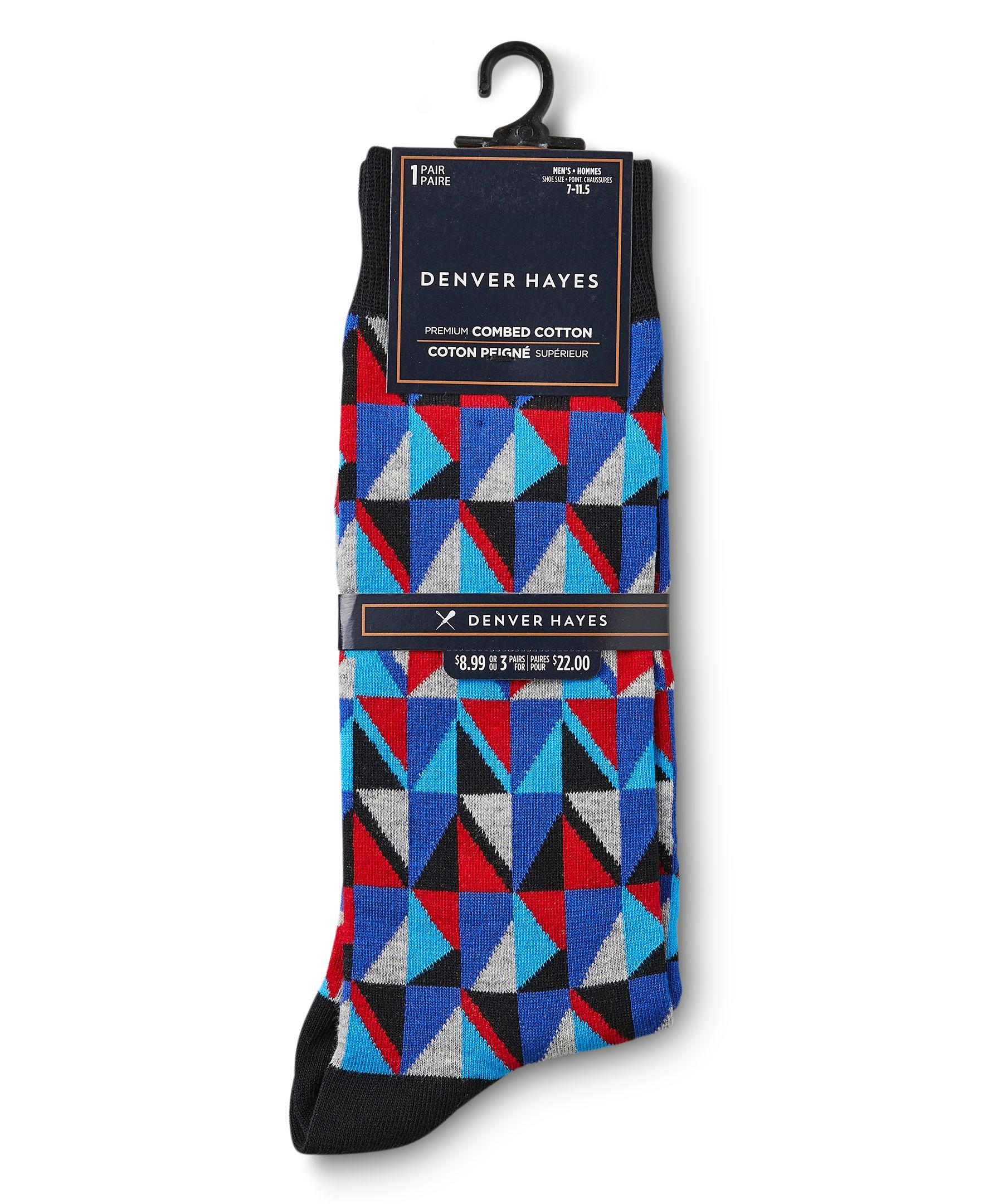 Denver Hayes Men's Novelty Pattern Freshtech Casual Crew Socks