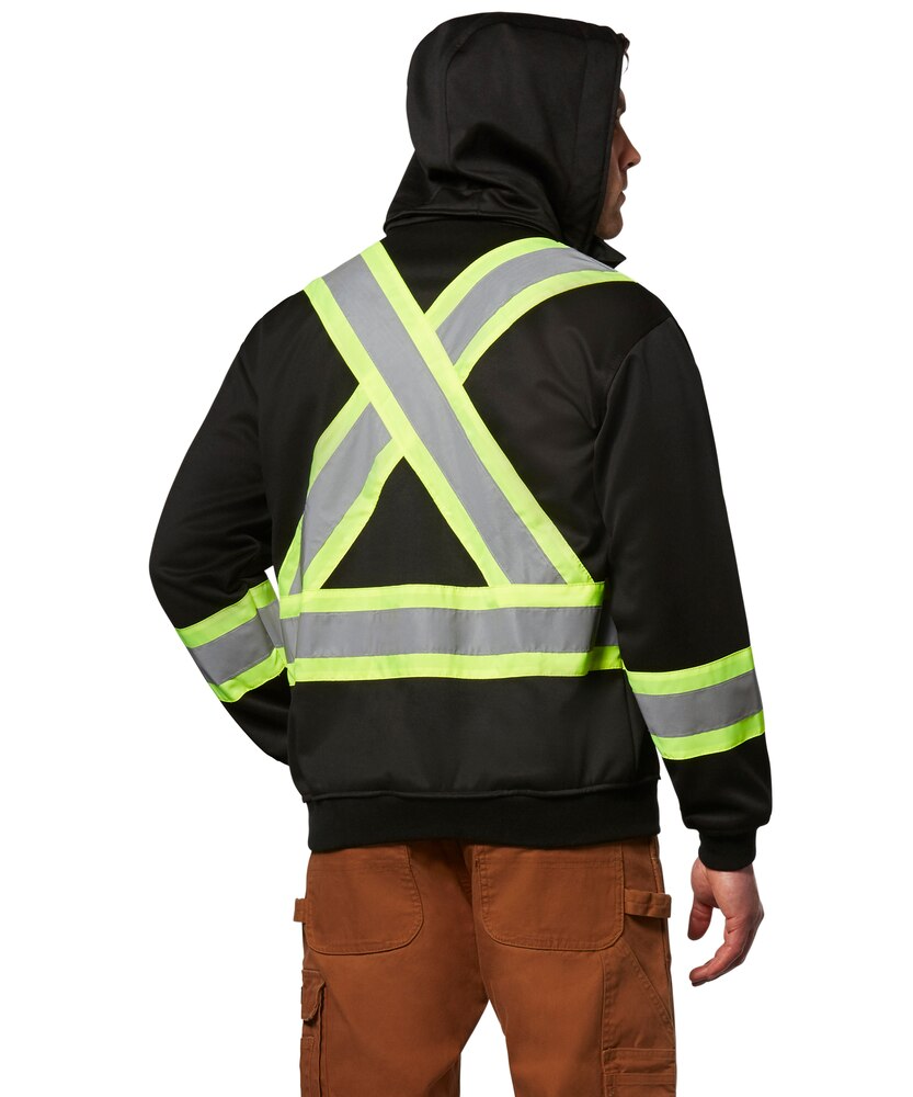 Dakota WorkPro Series Men's Hi-Visibility Lined Full-Zip Hooded Sweatshirt - Black