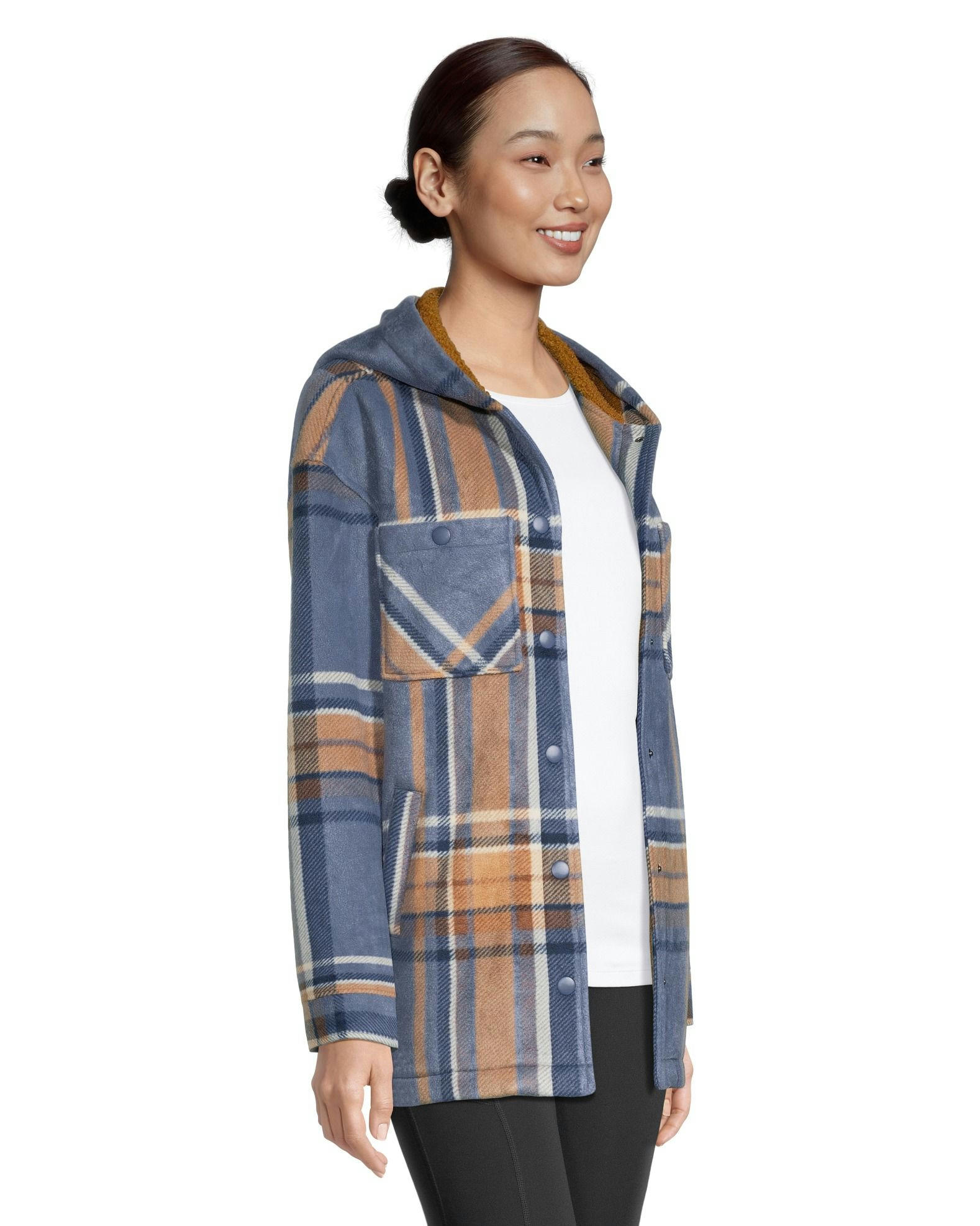 WindRiver Women's Snap Front Hooded Fleece Shacket