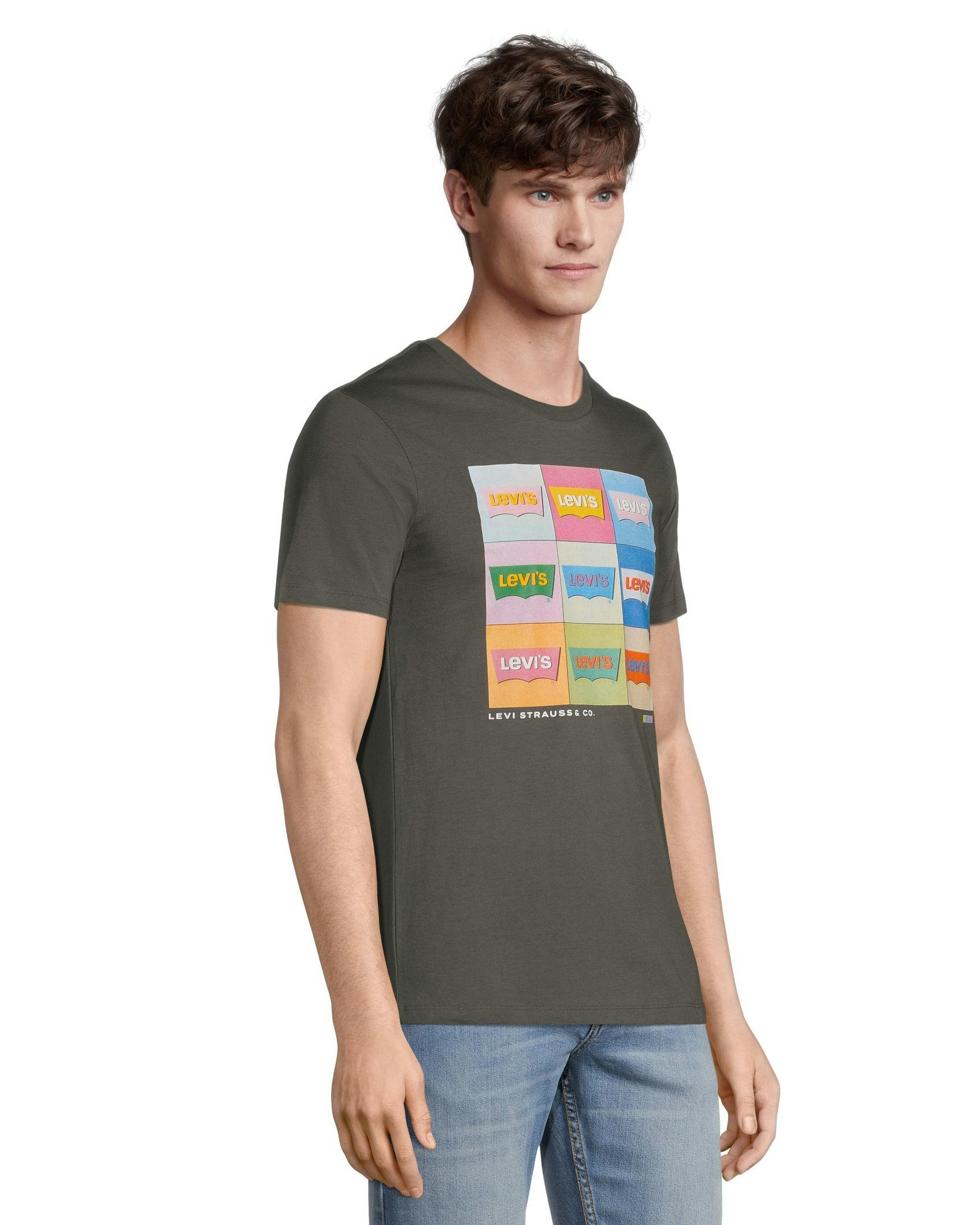 Levi's Men's Grid Logo Graphic Crewneck Cotton T Shirt