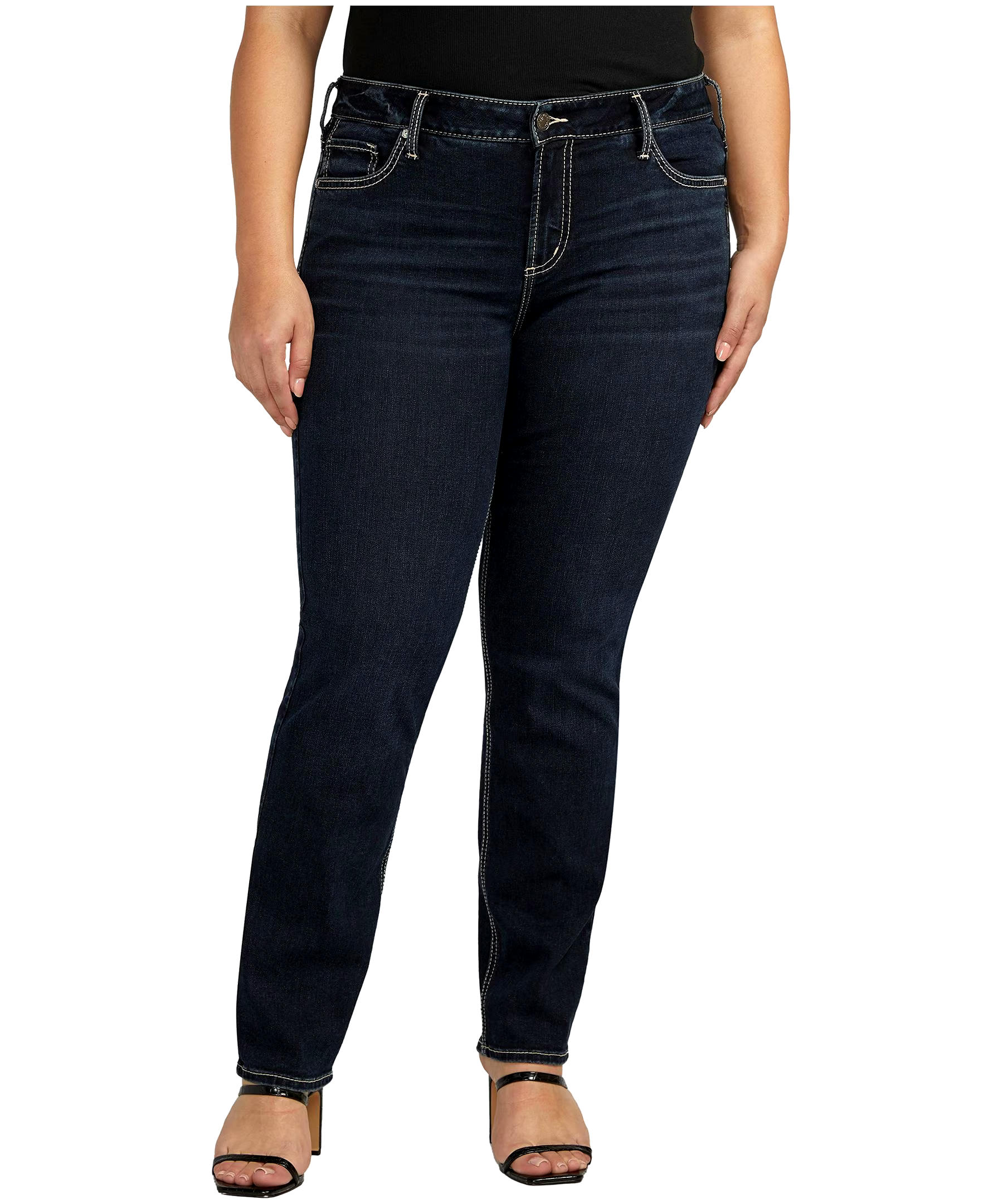 Silver Women's Elyse Mid Rise Straight Leg Jeans - Plus Size