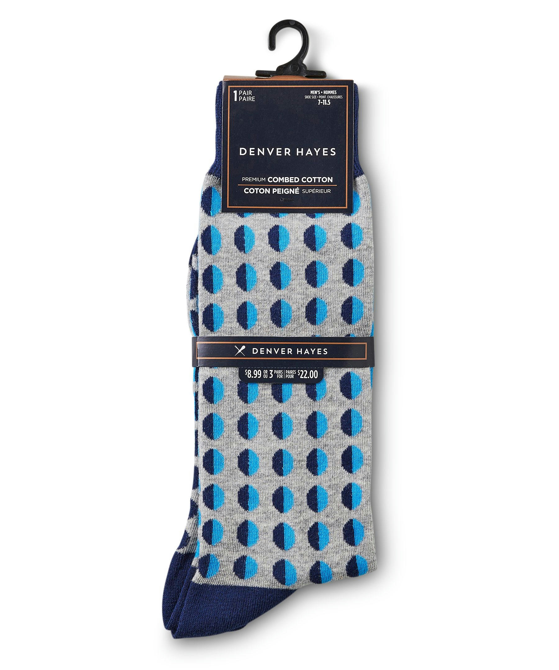 Denver Hayes Men's Novelty Pattern Freshtech Casual Crew Socks