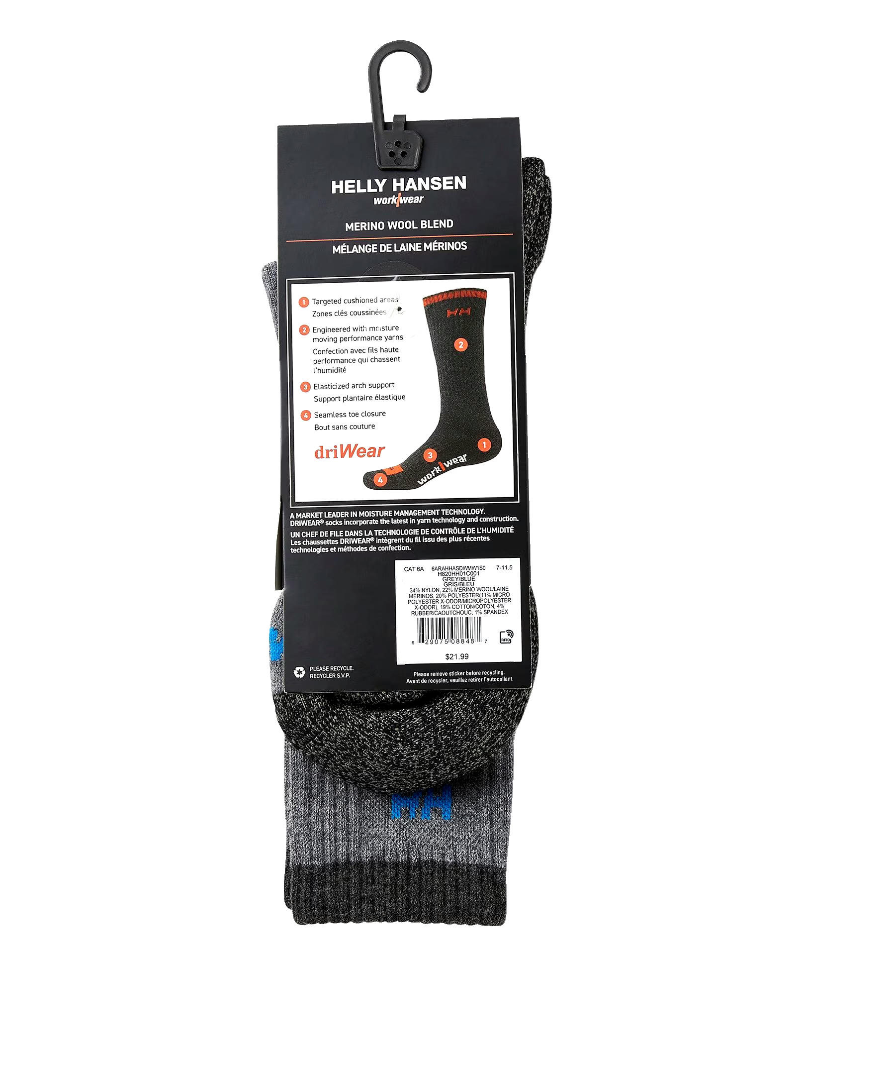Helly Hansen Workwear Men's driWear Merino Blend Steel Toe Work Socks
