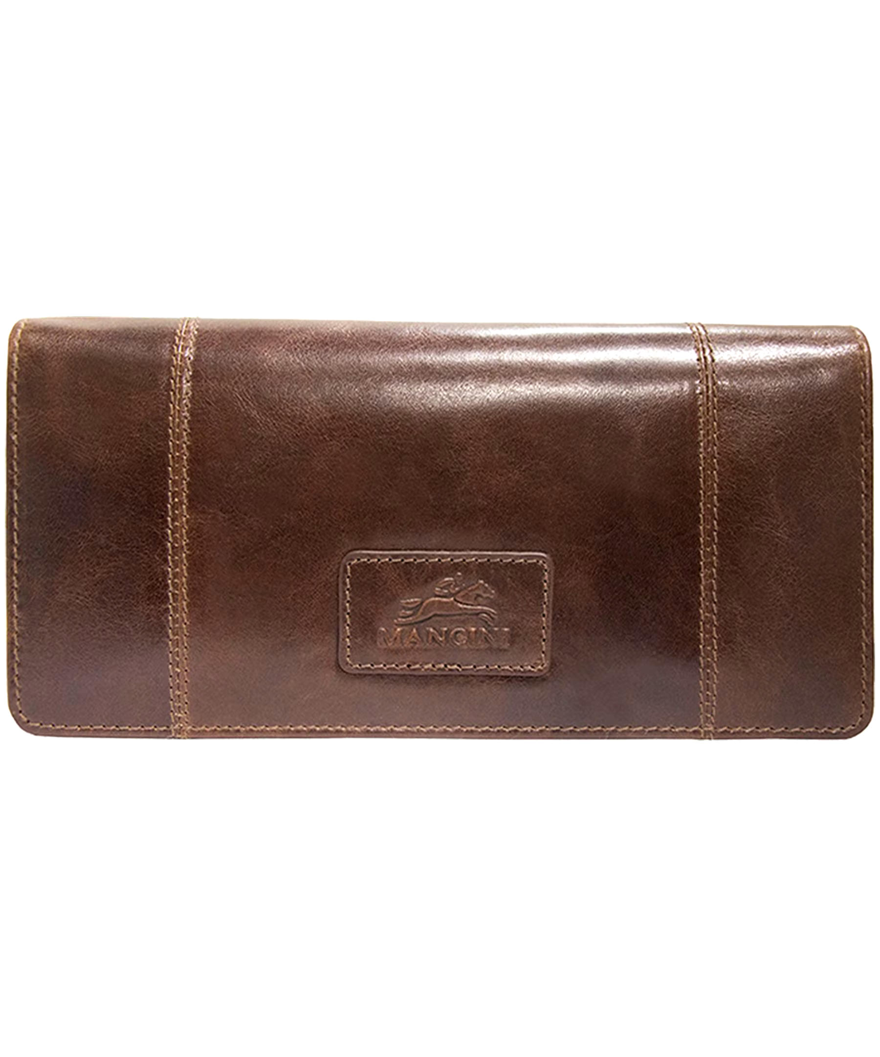 Mancini Leather Goods Women's Casablanca RFID Secure Trifold Wallet Brown