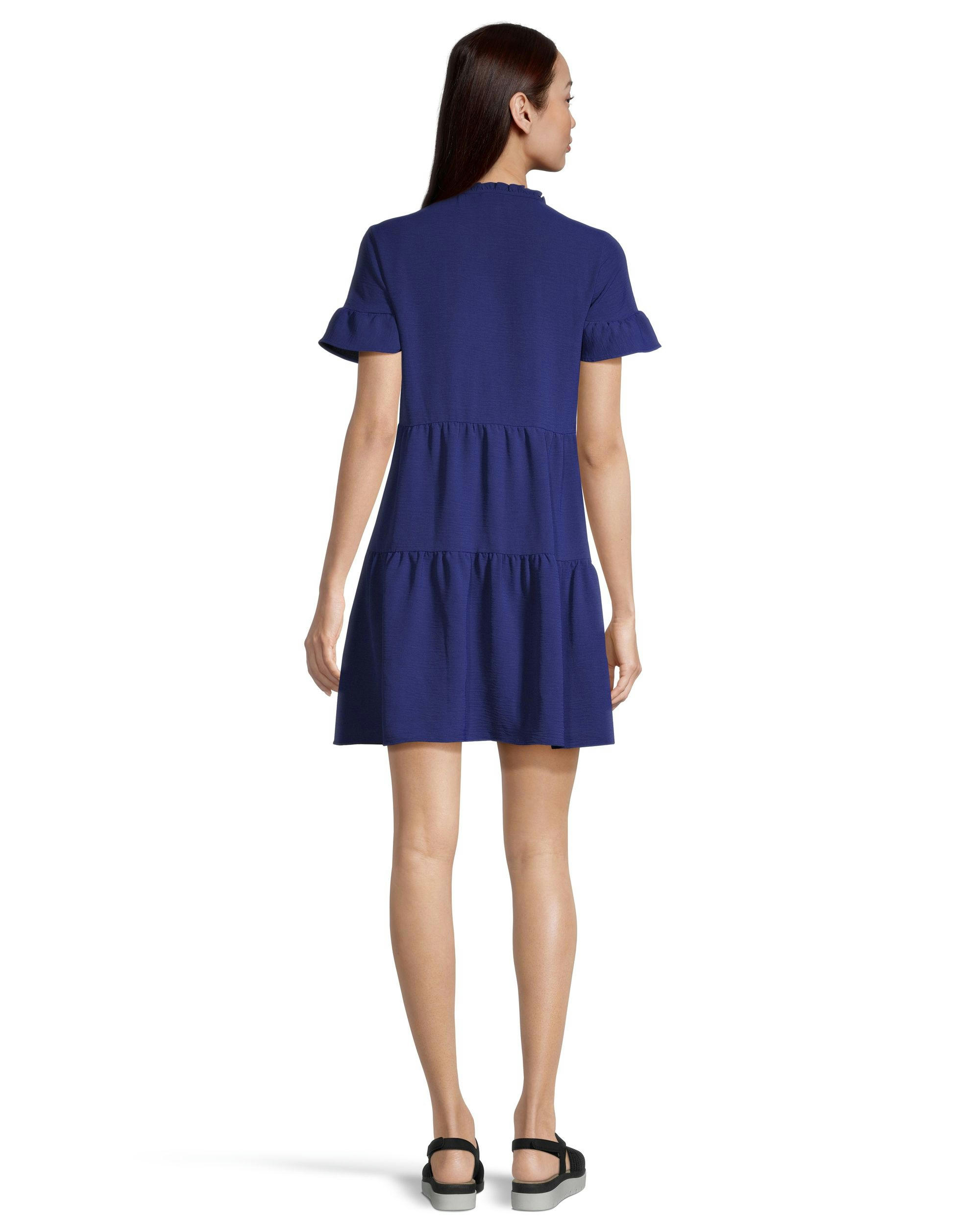 Denver Hayes Women's Flowy Double Tier Short Sleeve Dress