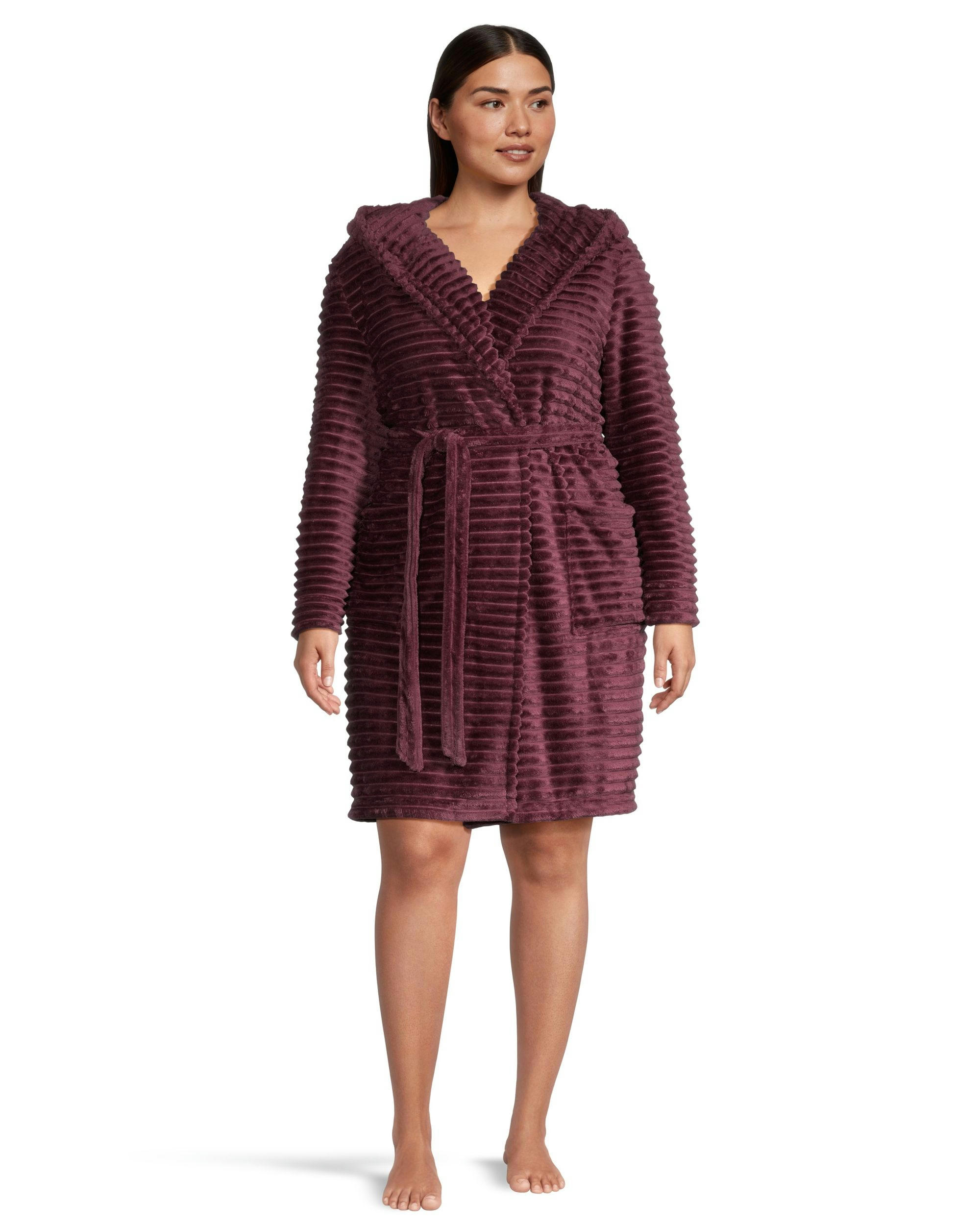 Denver Hayes Women's Short Cut Plush Velour Hooded Robe