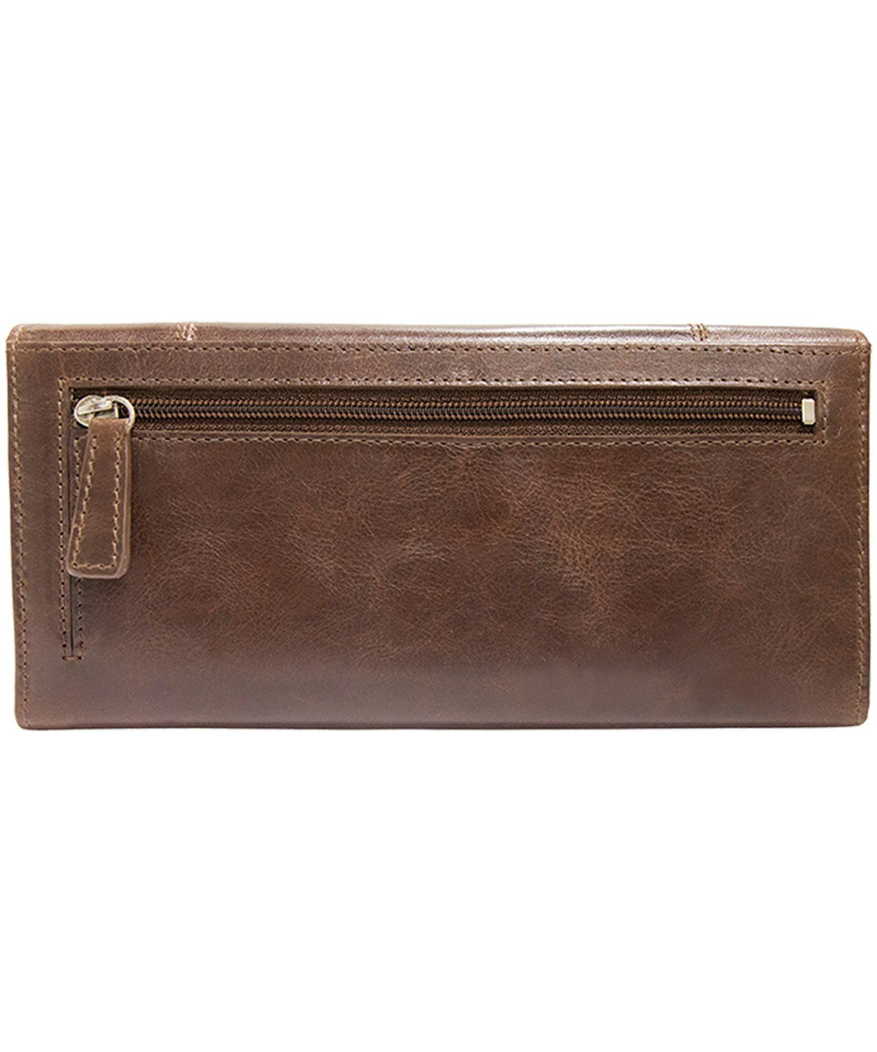 Mancini Leather Goods Women's Casablanca RFID Secure Trifold Wallet Brown