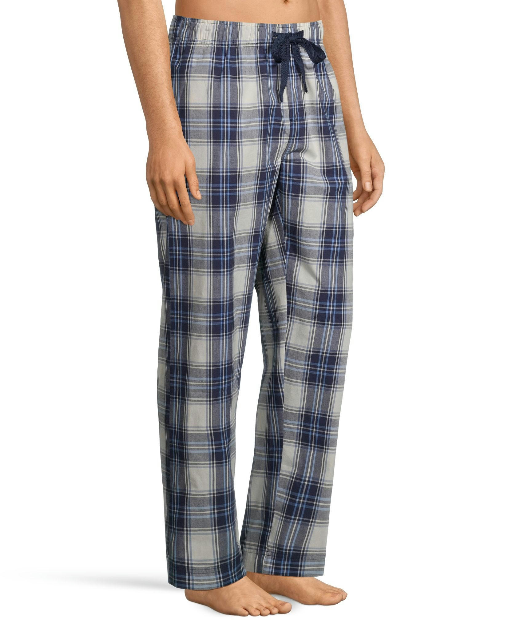 Men's Woven Plaid Lounge Pants With Elastic Waistband and Drawstring