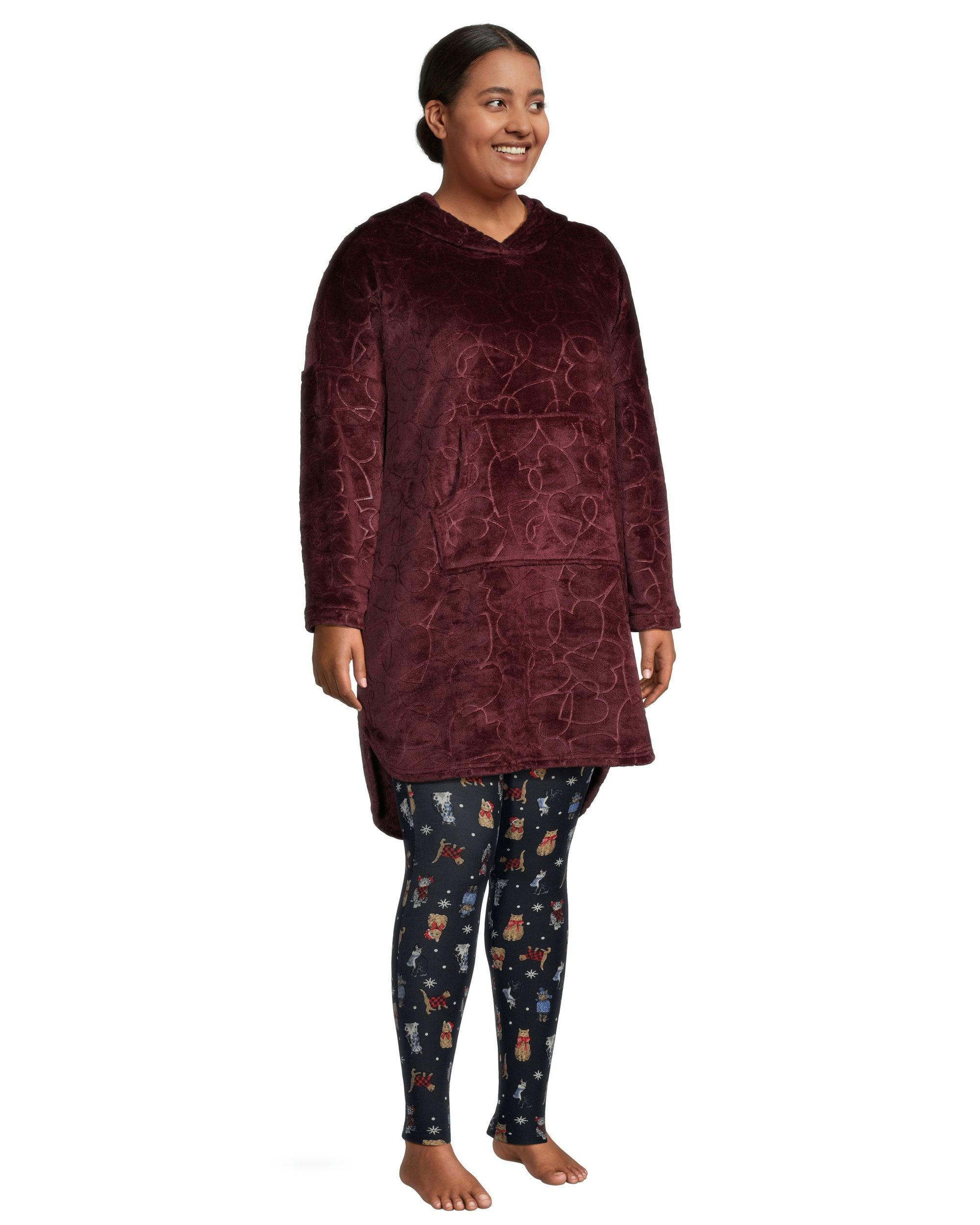 Denver Hayes Women's Plush Velour Hooded Night Shirt