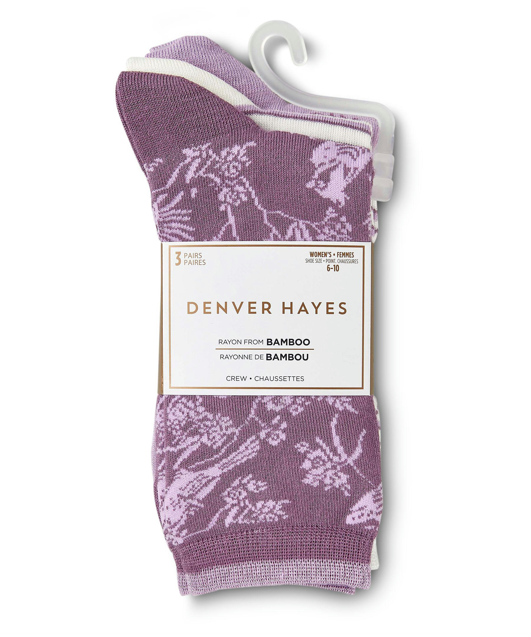 Denver Hayes Women's 3 Pack Bamboo Crew Socks