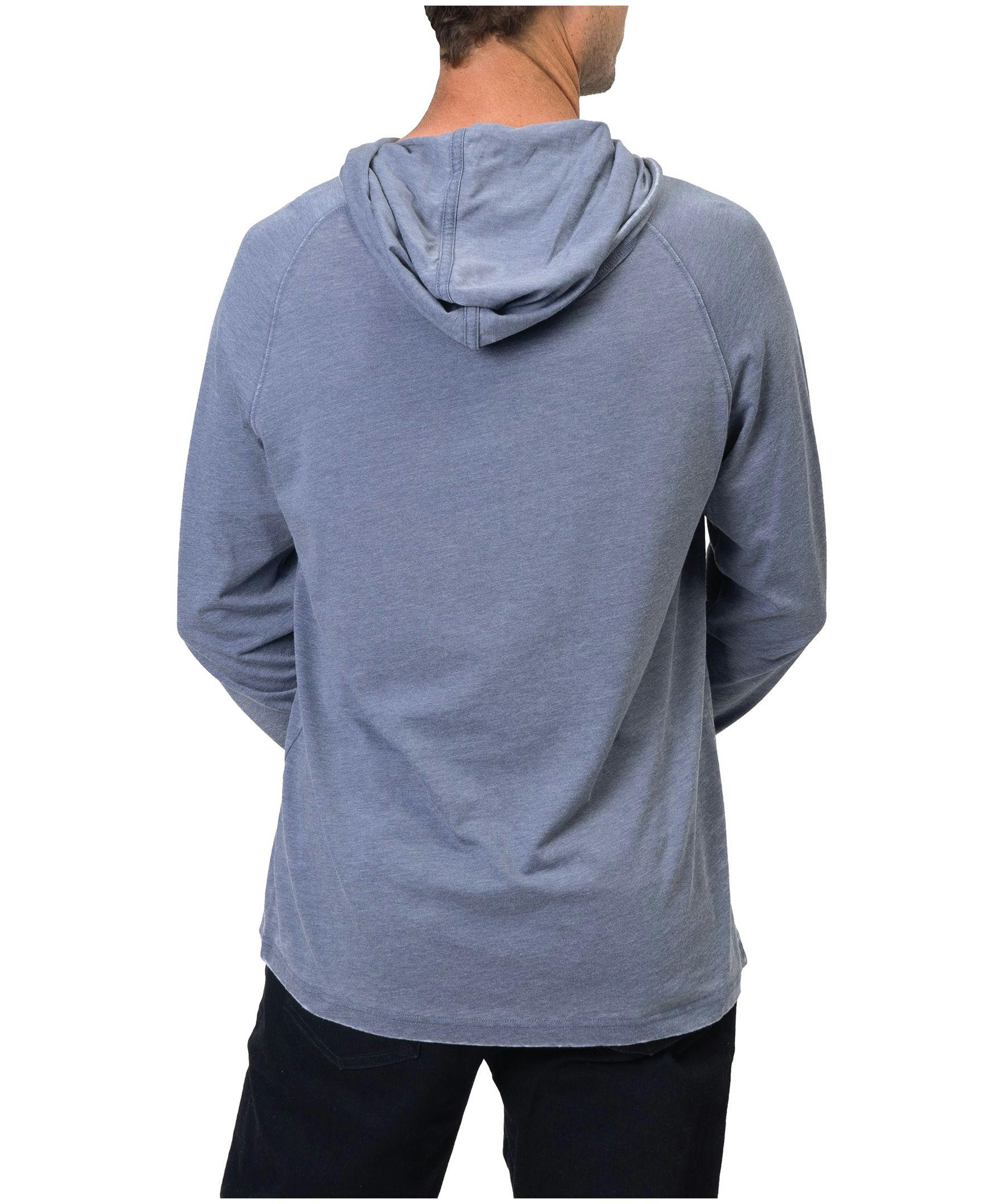 Silver Men's Long Sleeve Acid Wash Hooded Popover