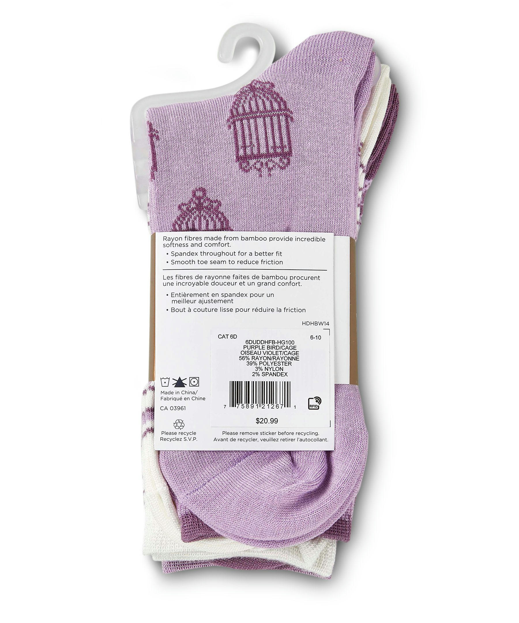 Denver Hayes Women's 3 Pack Bamboo Crew Socks