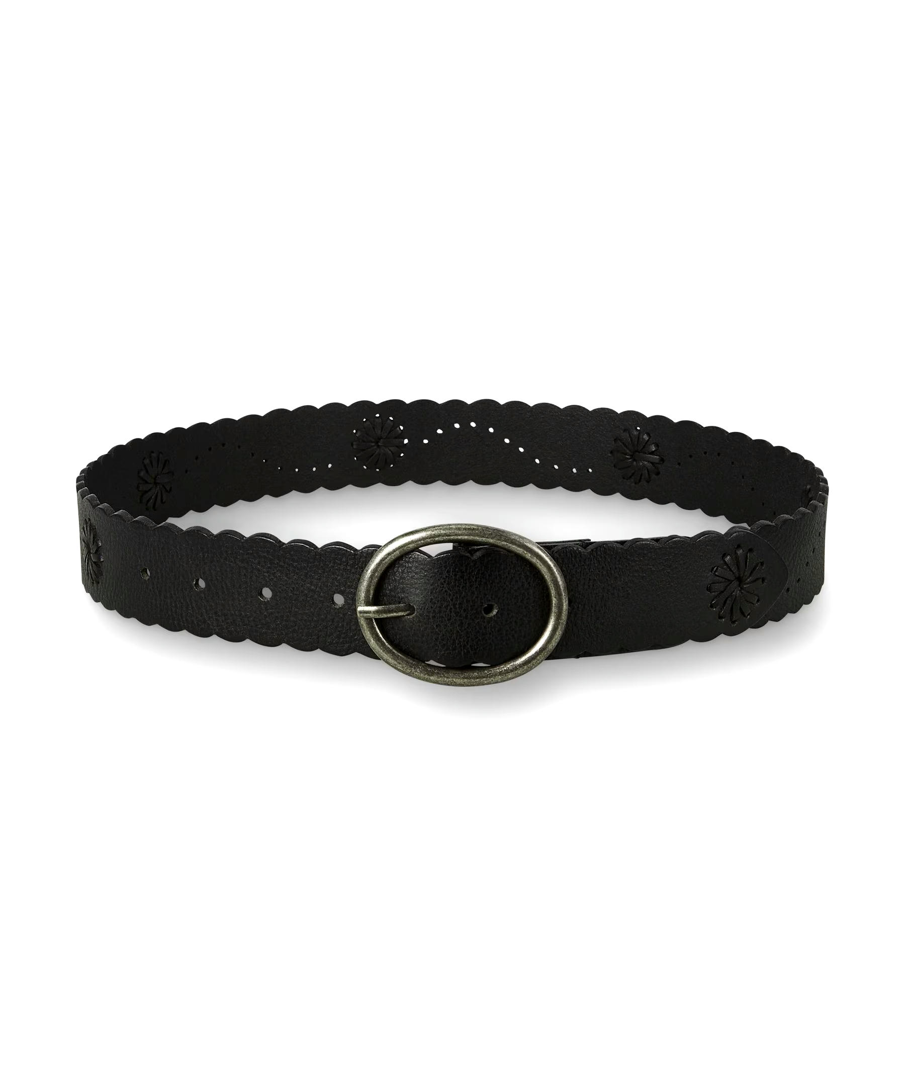 Silver Women's Woven Scallop Edge Belt