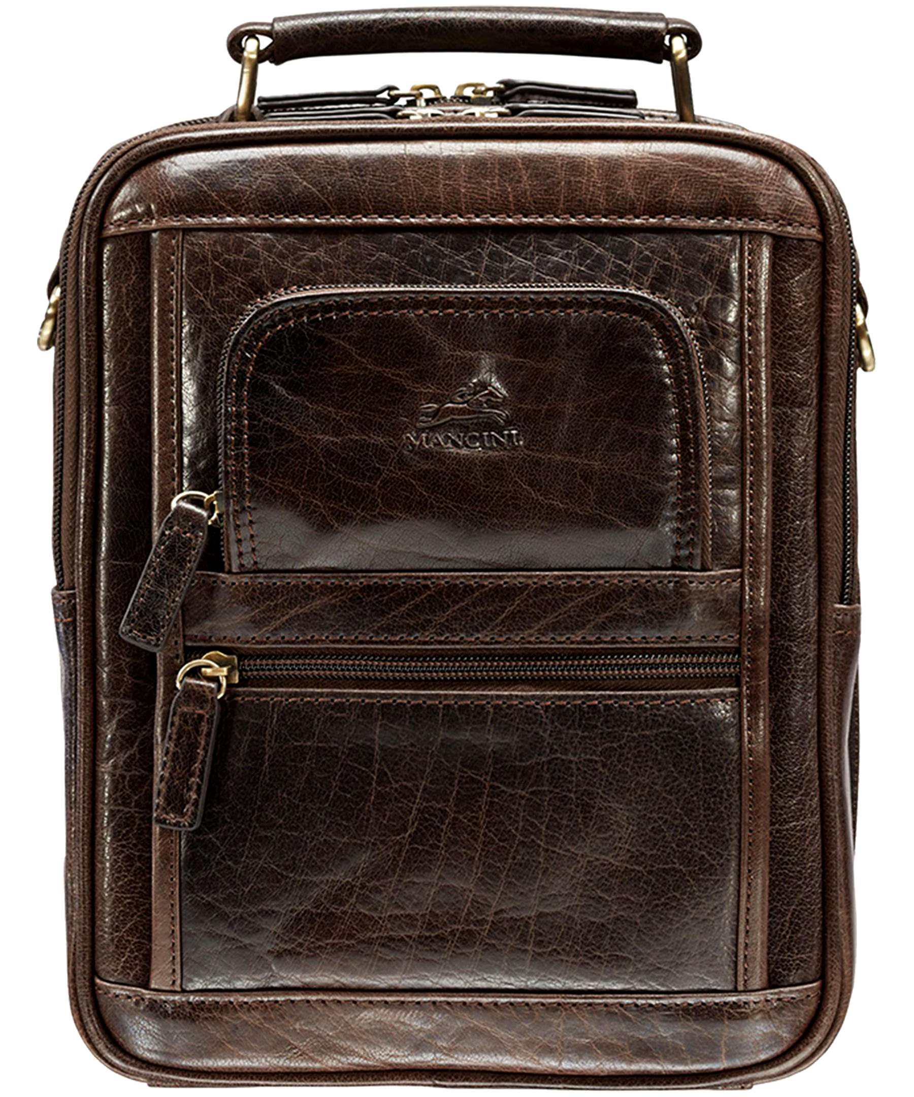 Mancini Leather Goods Women's Arizona Crossbody Travel Bag Brown