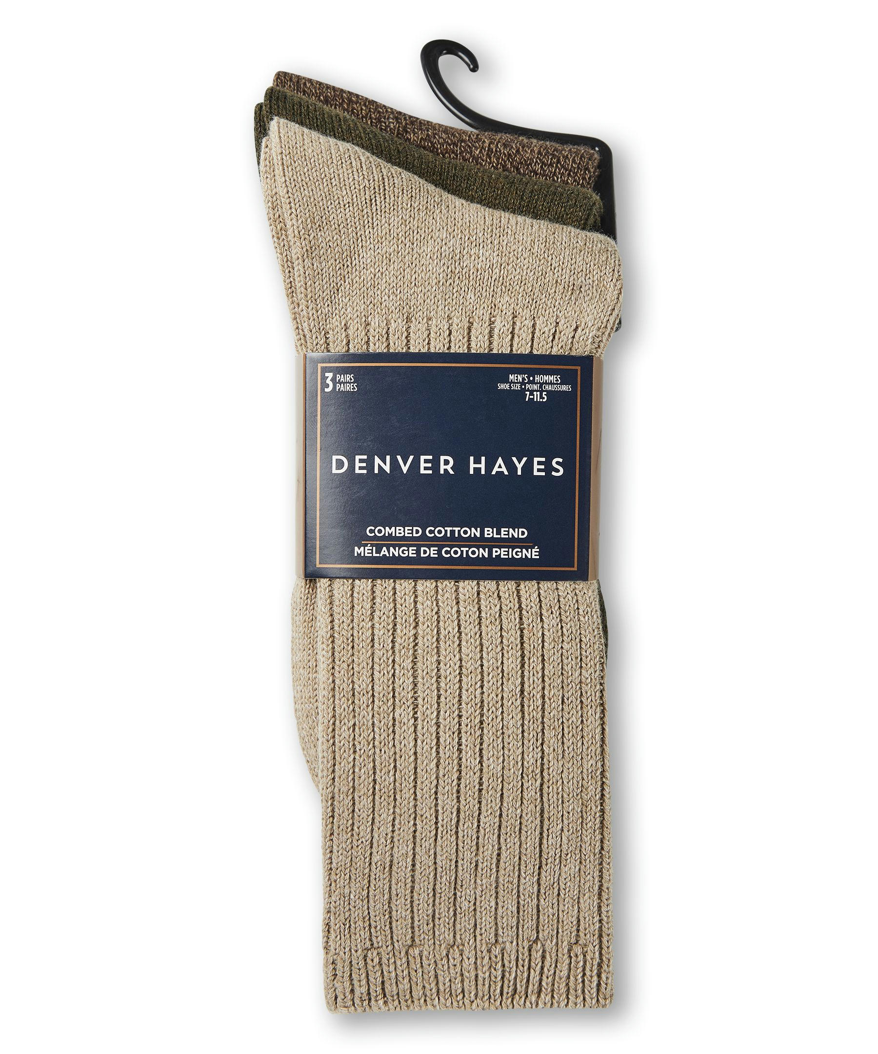 Denver Hayes Men's Casual Rib Socks, 3 Pack