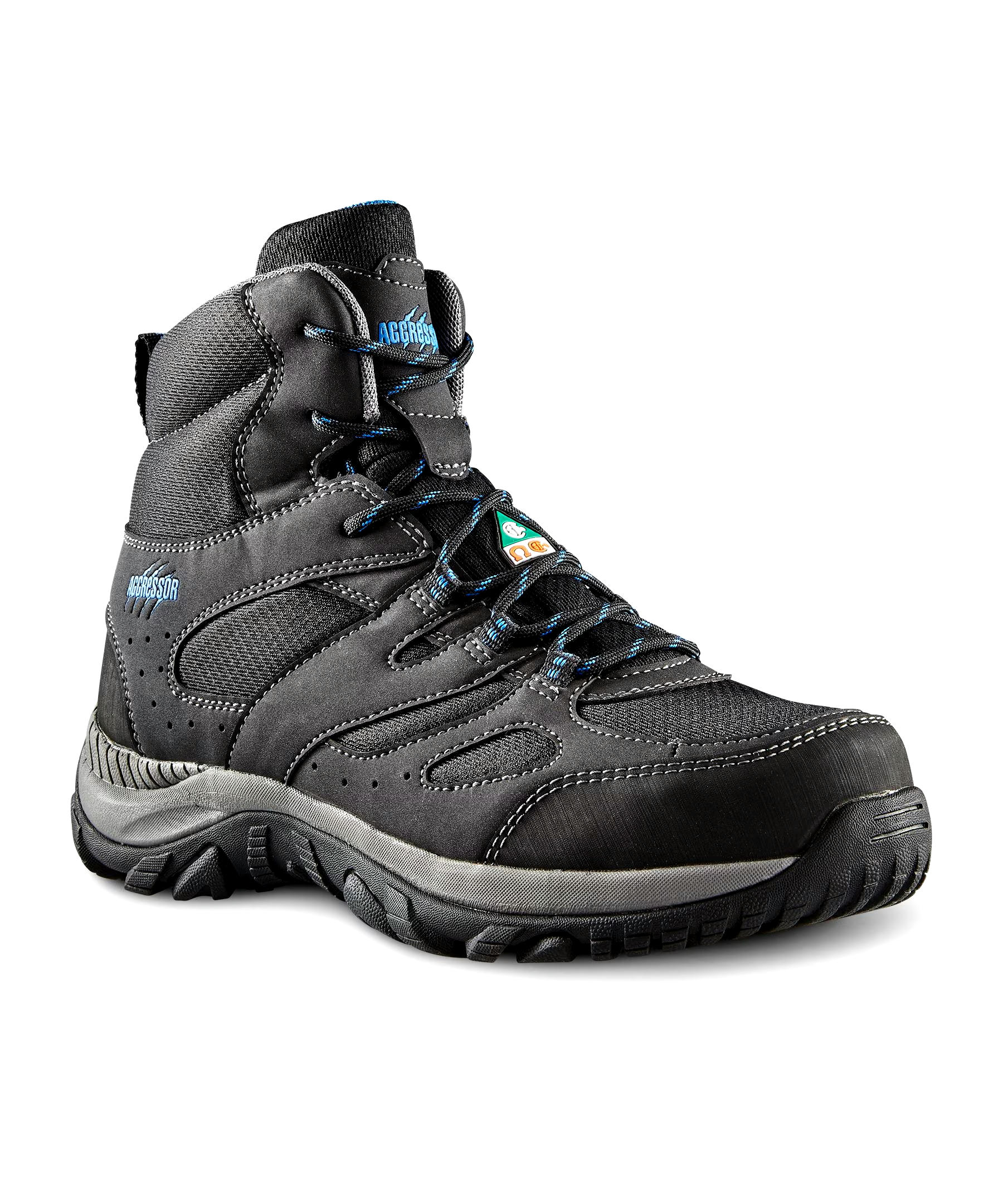 Aggressor Women's Steel Toe Steel Plate Mid Cut Safety Hiker Safety Shoes - Black