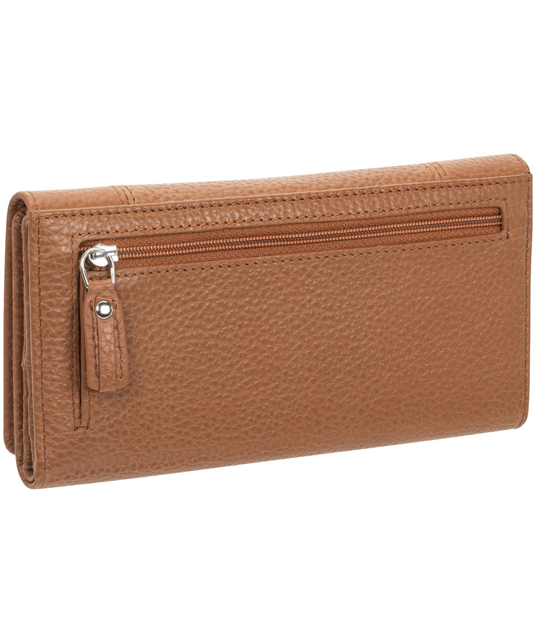 Mancini Leather Goods Women's Pebelled RFID Secure Trifold Wing Wallet