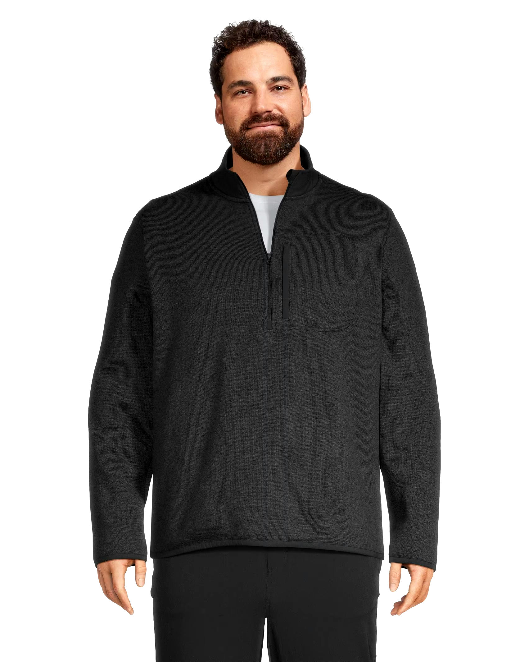 WindRiver Men's Half Zip Mock Neck Sweater-Knit Fleece Top