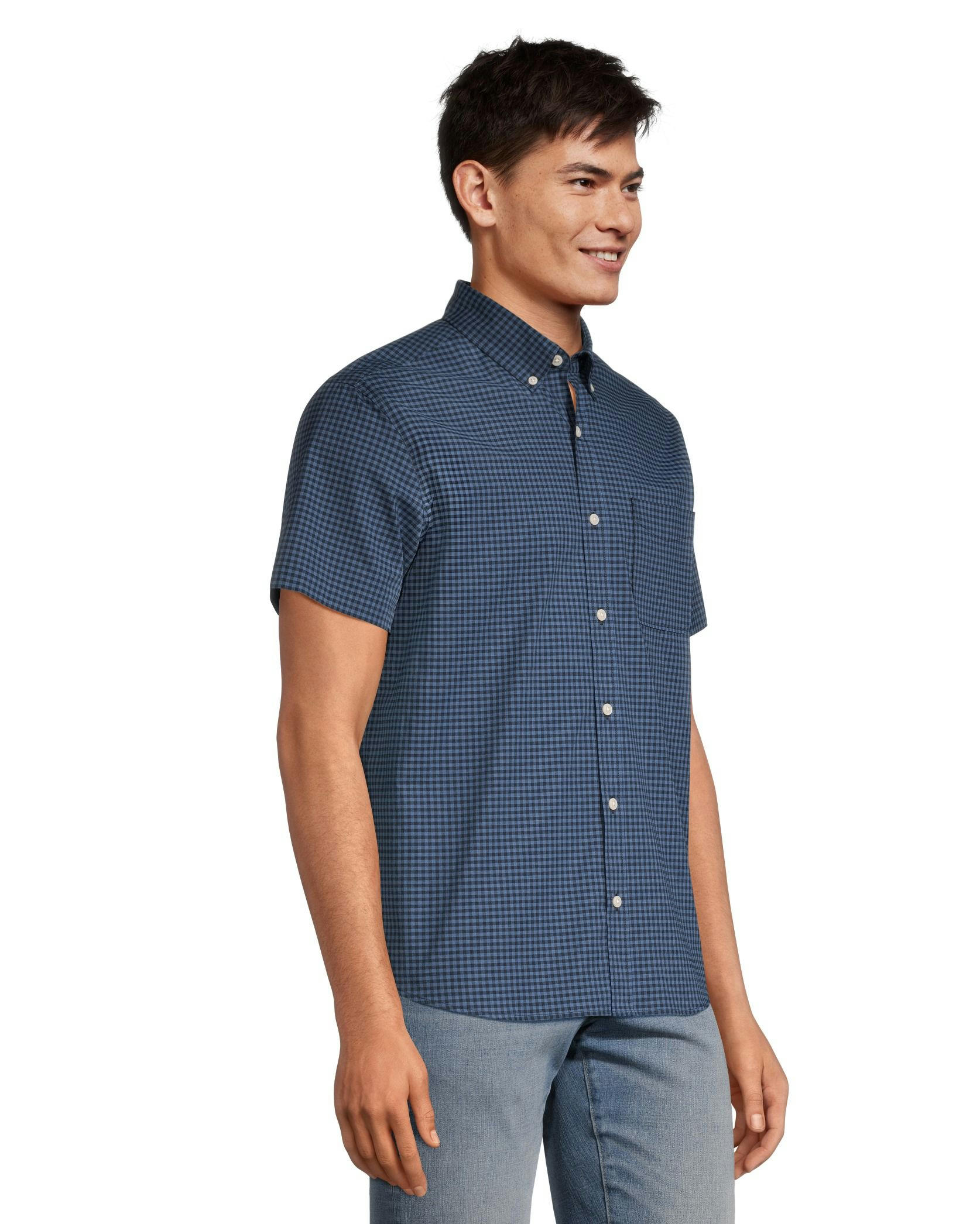 Denver Hayes Men's Plaid Sport Casual Modern Fit Shirt