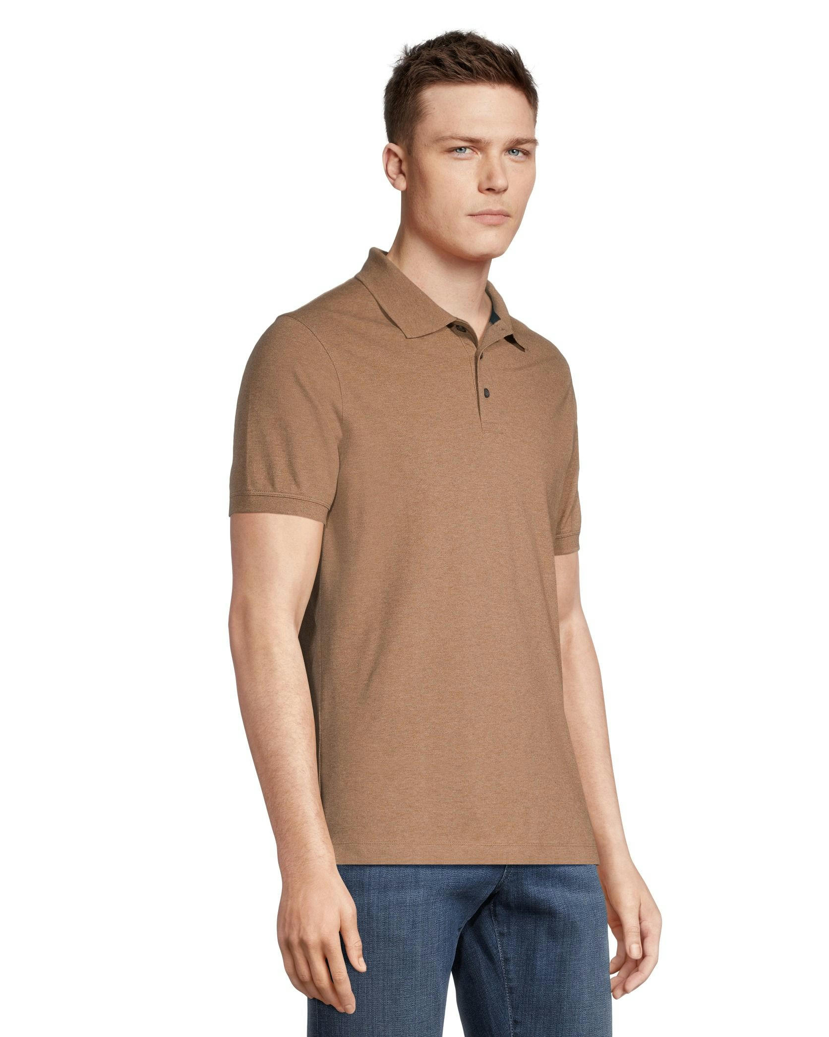 Denver Hayes Men's 50 Wash Stretch Short Sleeve Classic Fit Pique Polo Shirt