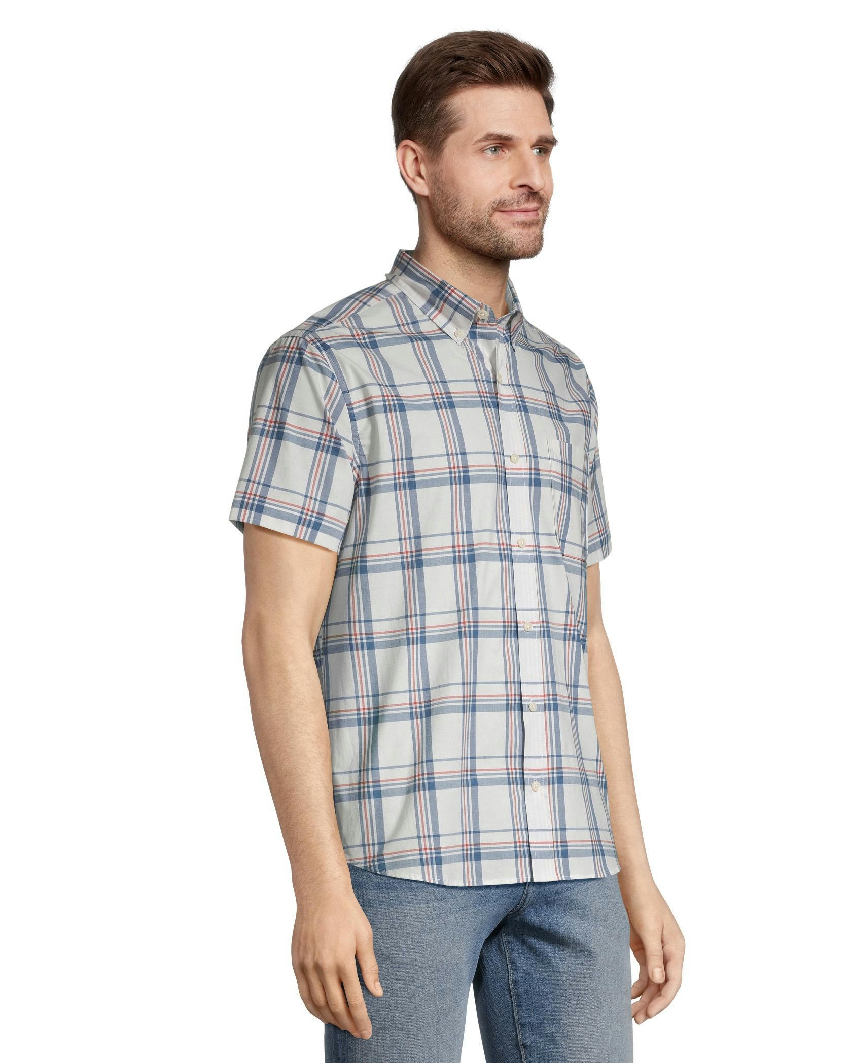 Denver Hayes Men's Plaid Sport Casual Modern Fit Shirt