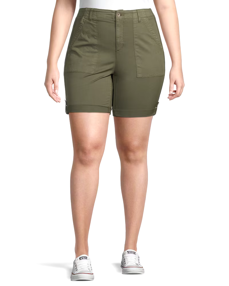 Denver Hayes Women's Garment Wash High Rise Bermuda Shorts