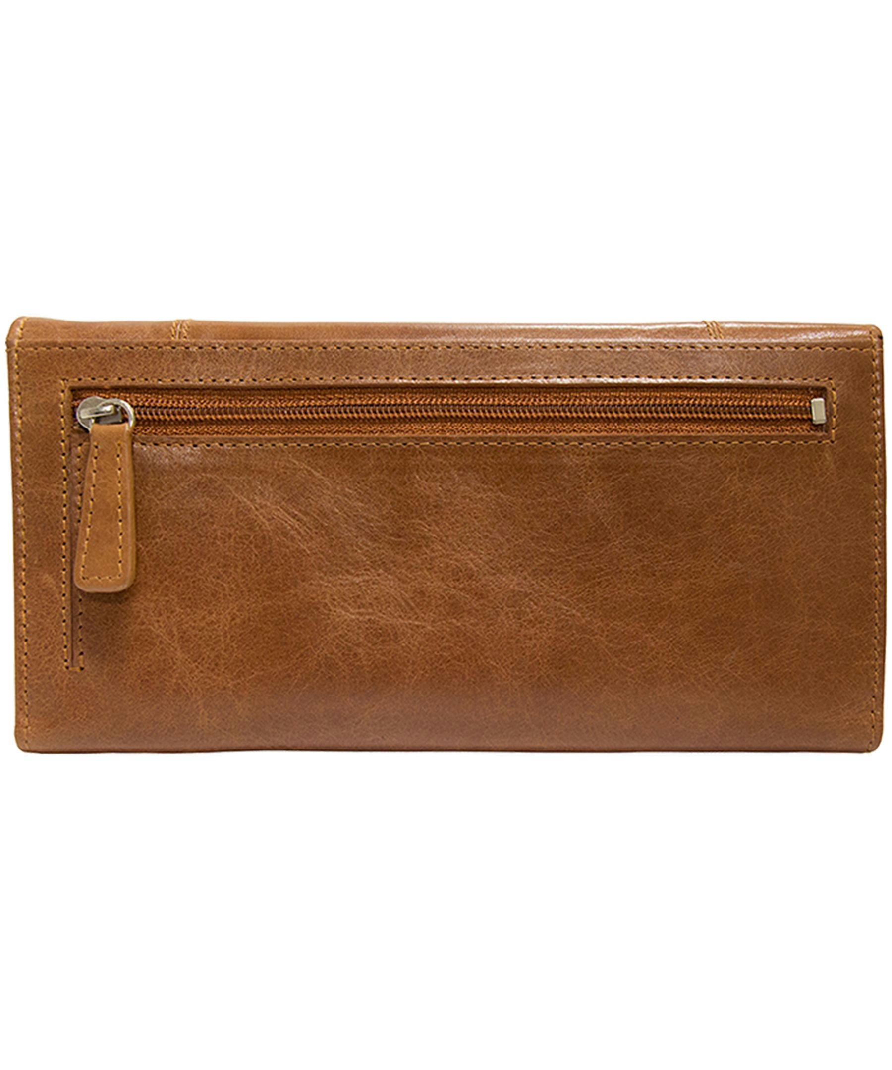 Mancini Leather Goods Women's Casablanca RFID Secure Trifold Wallet Cognac