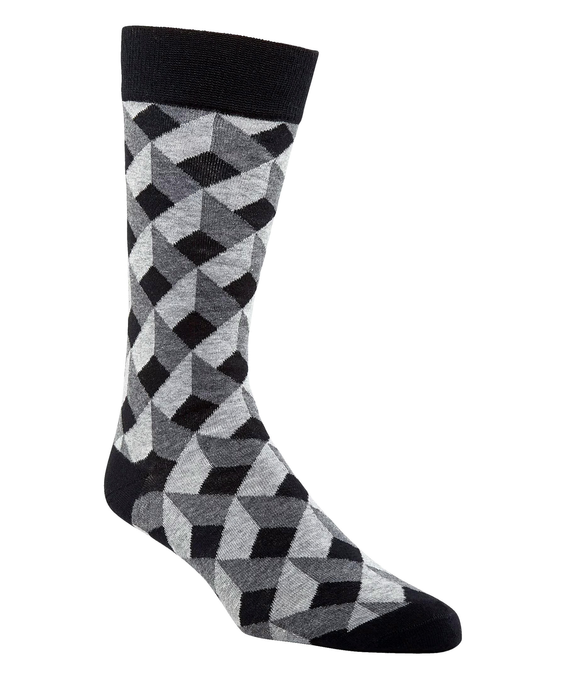Denver Hayes Men's Novelty Geometric/Striped Crew Casual Sock