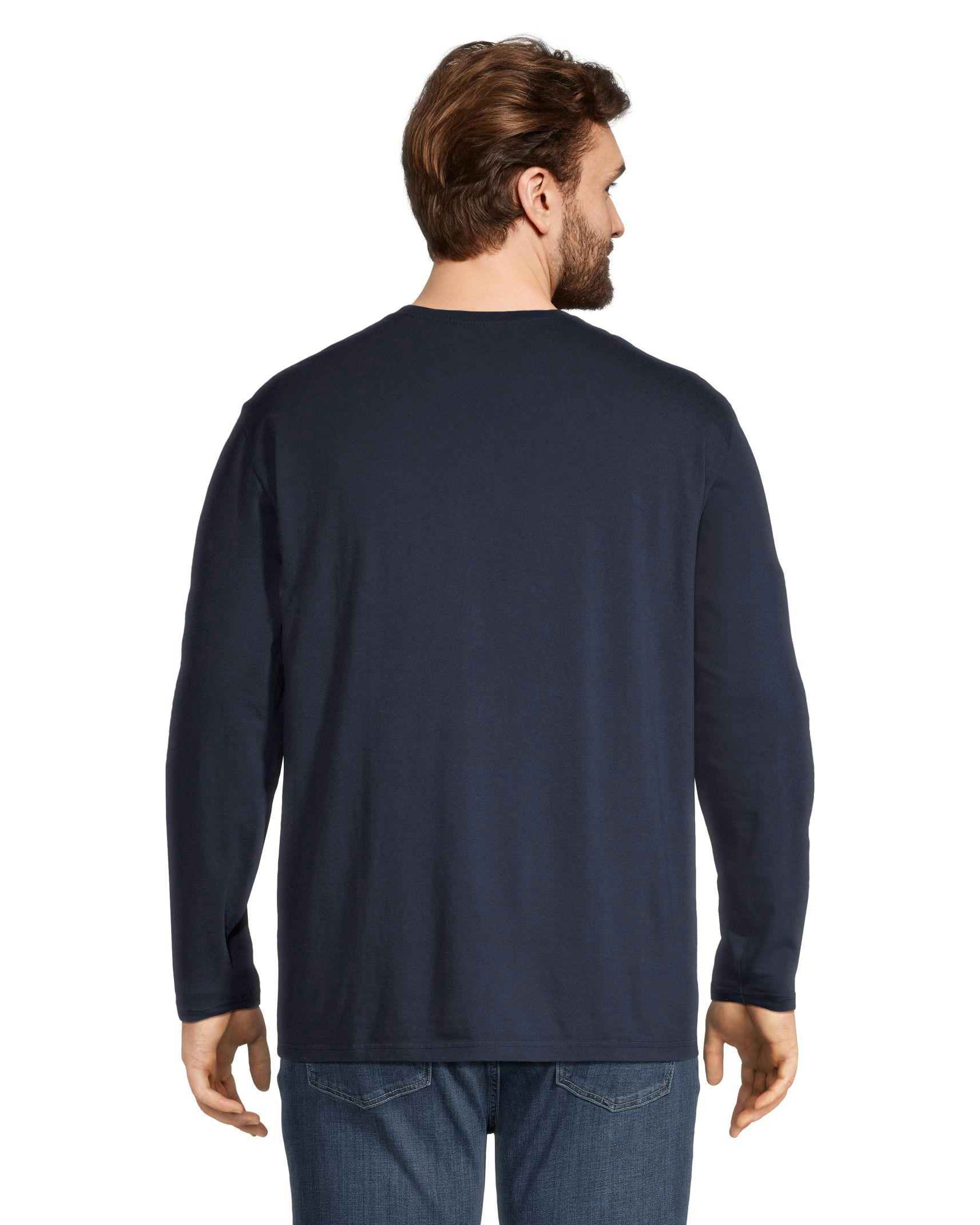 Denver Hayes Men's 50 Wash Long Sleeve Classic Fit Crew Neck T-Shirt