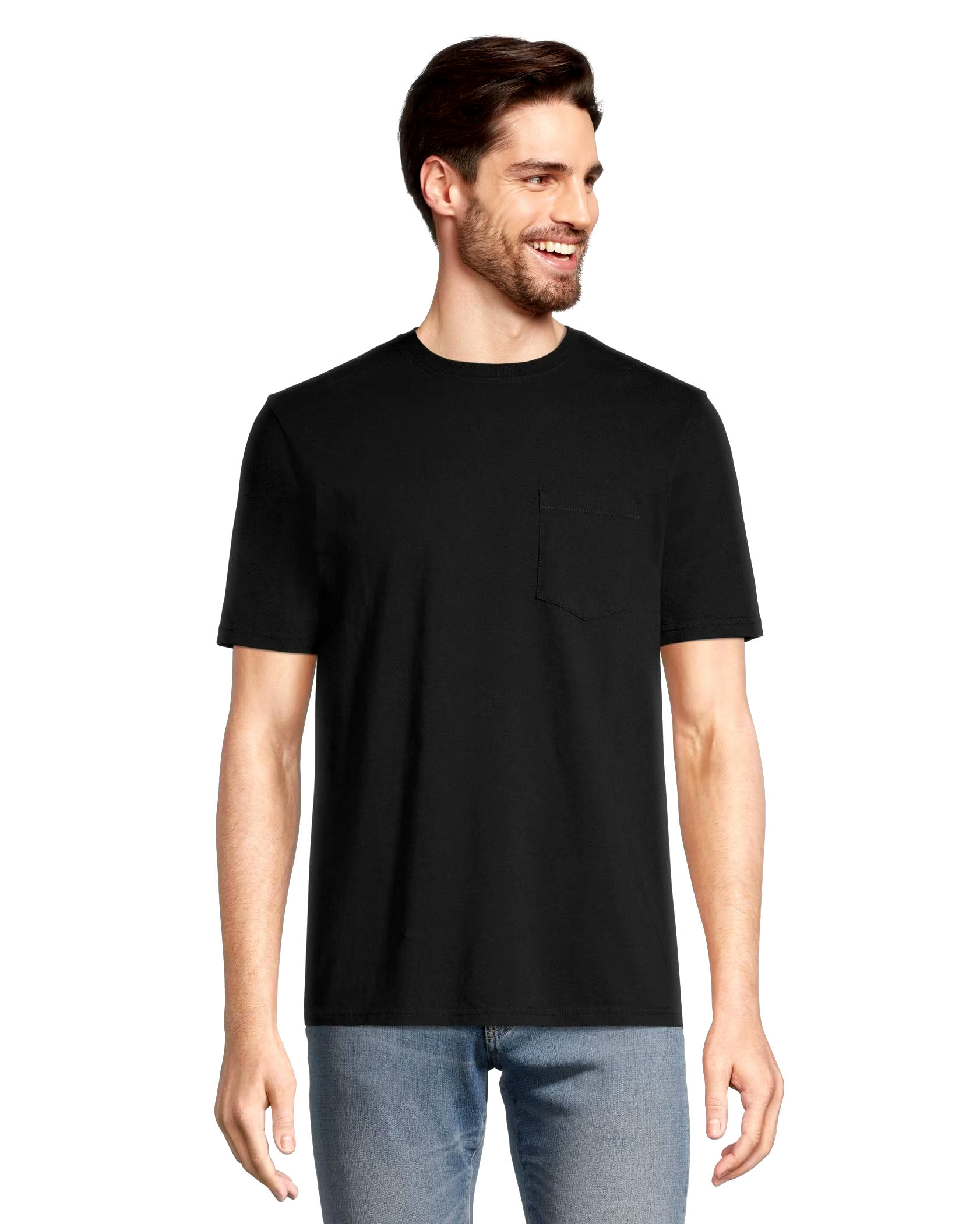 Denver Hayes Men's 50 Wash Classic Fit Chest Pocket Crewneck Cotton T Shirt